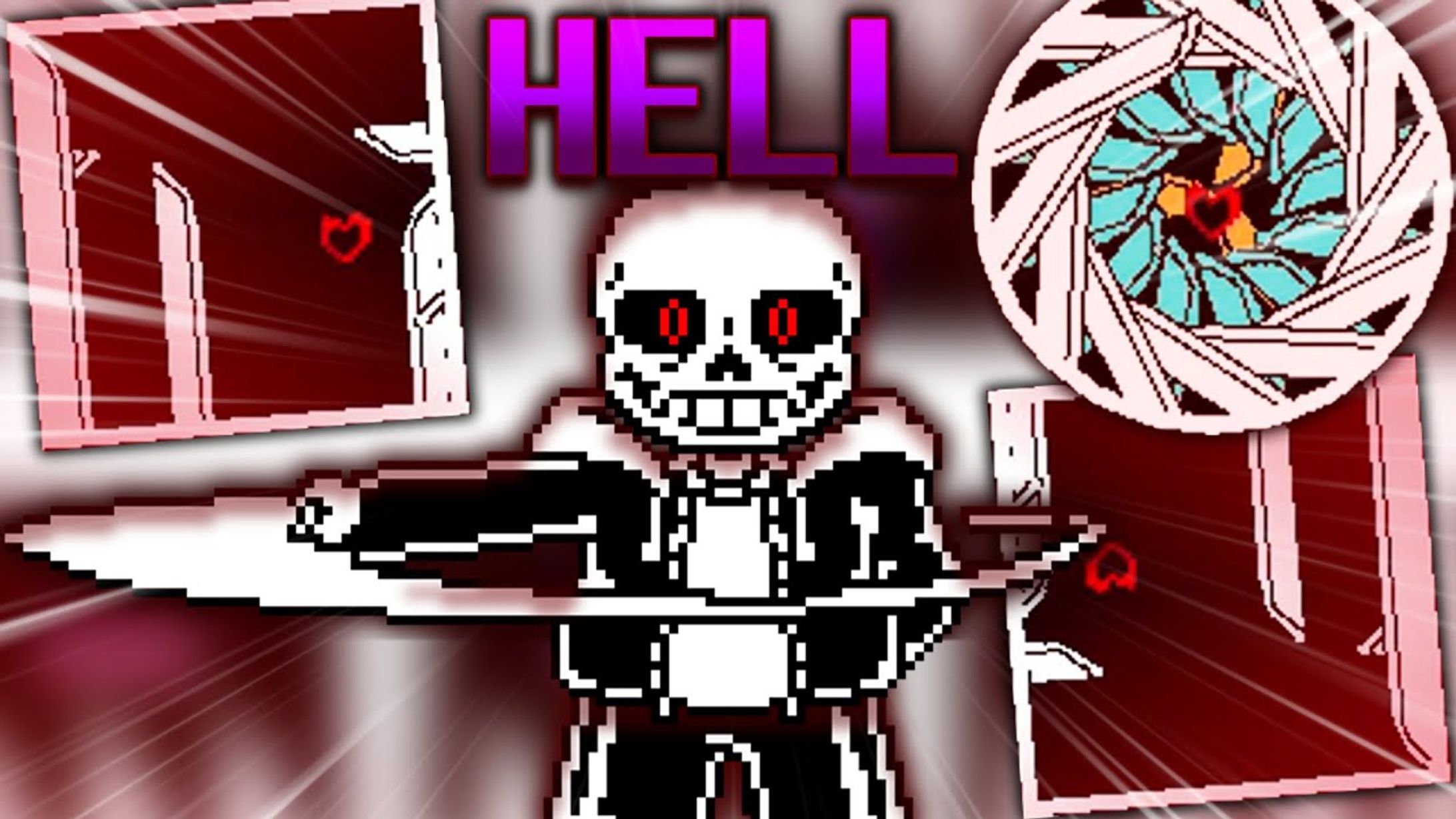 一目見ただけで内容がぱっとわかるように作りました。<br>文字は「HELL」に合うよう紫色にし、赤い縁取りを付けました