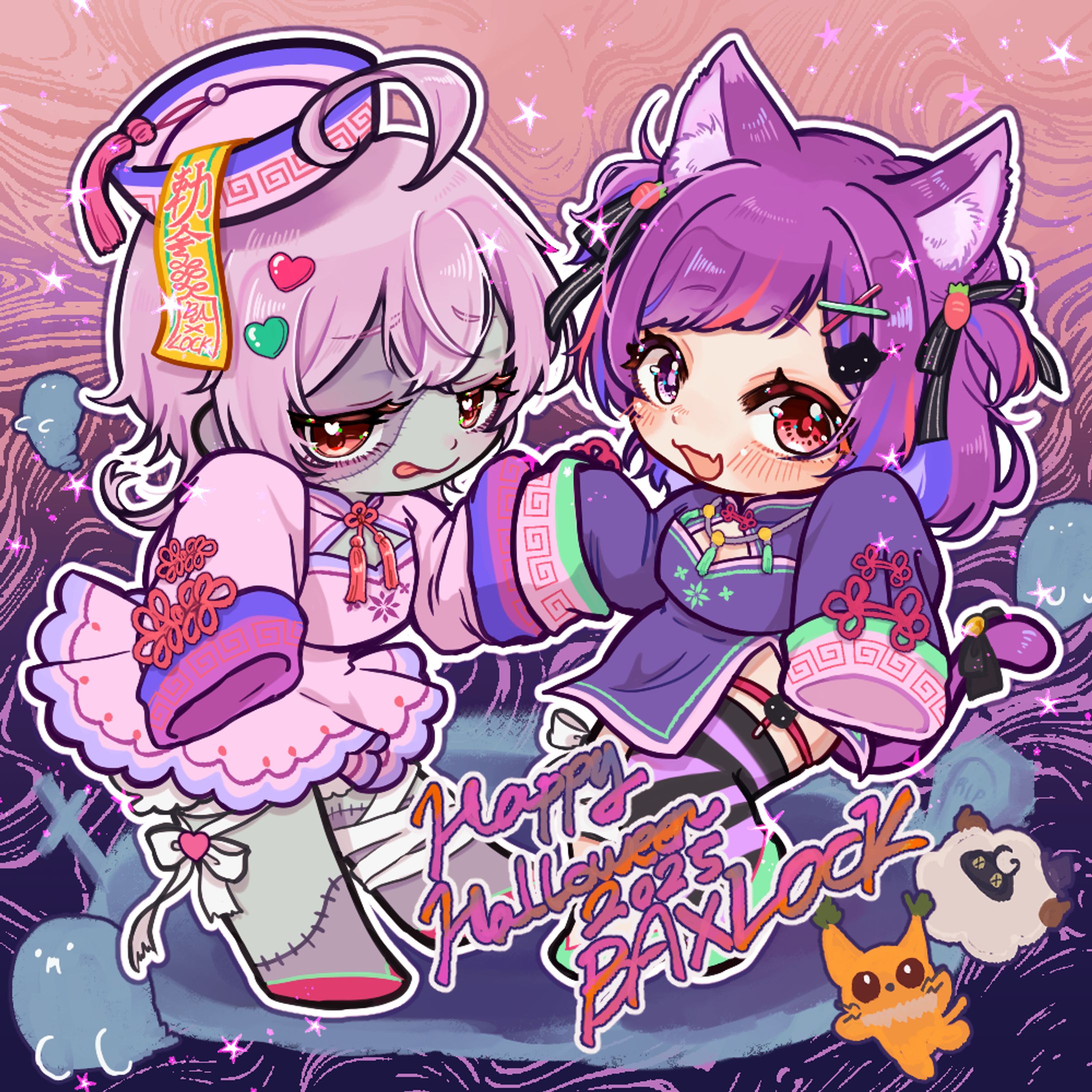 VtuberユニットBAxLOCKさんハロウィンデフォルメイラスト-1