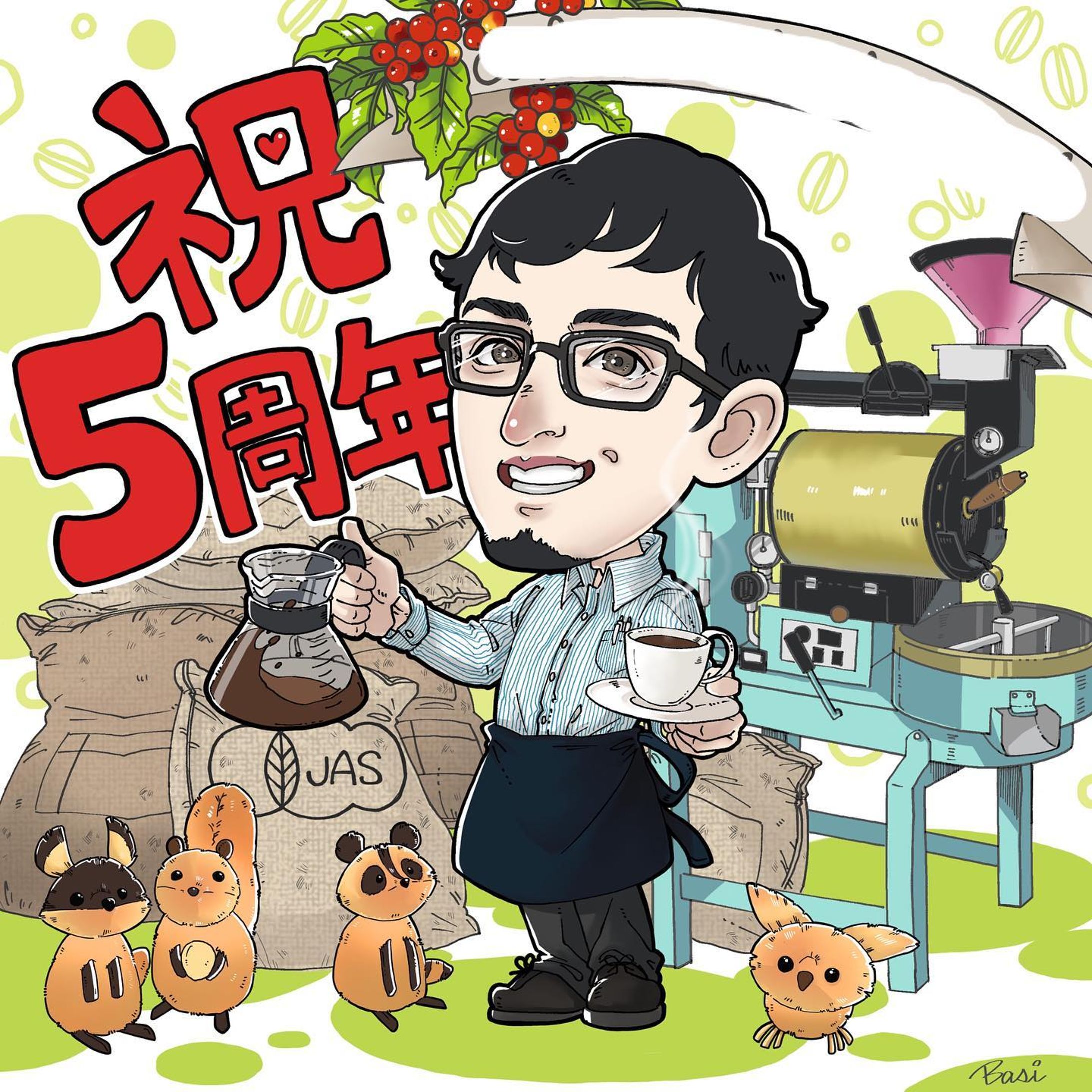 コーヒーショップ　店長さん似顔絵-1