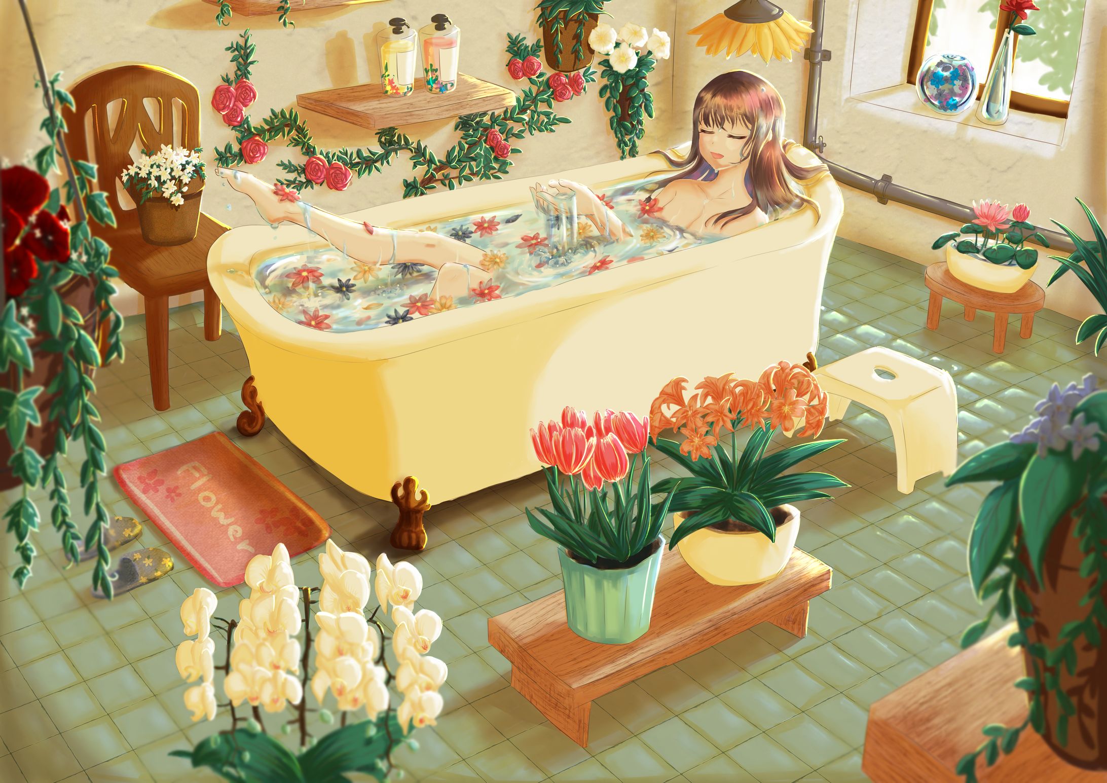 花を愛する女性-1