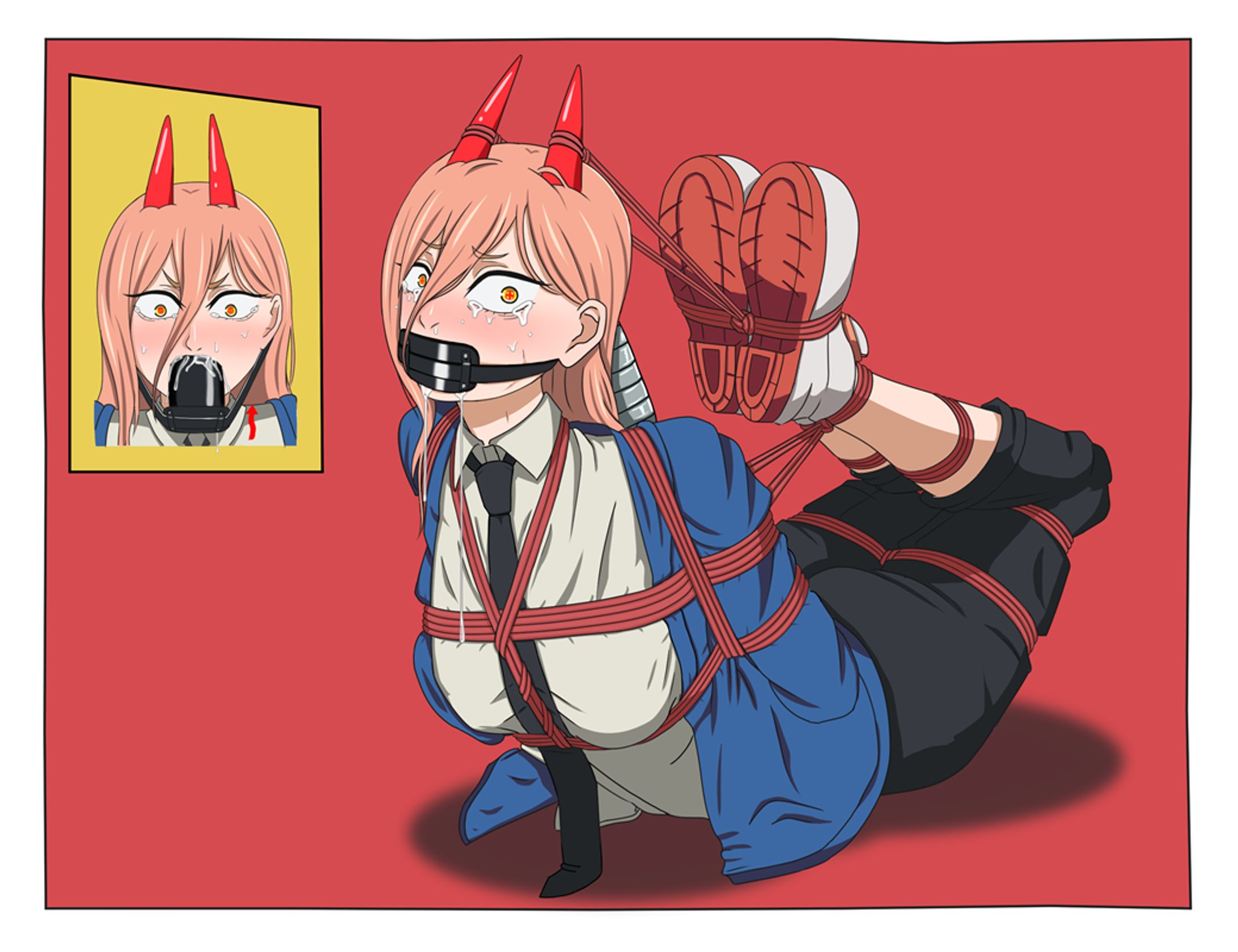 緊縛　 挿絵 パワー 厳重ホッグタイ緊縛