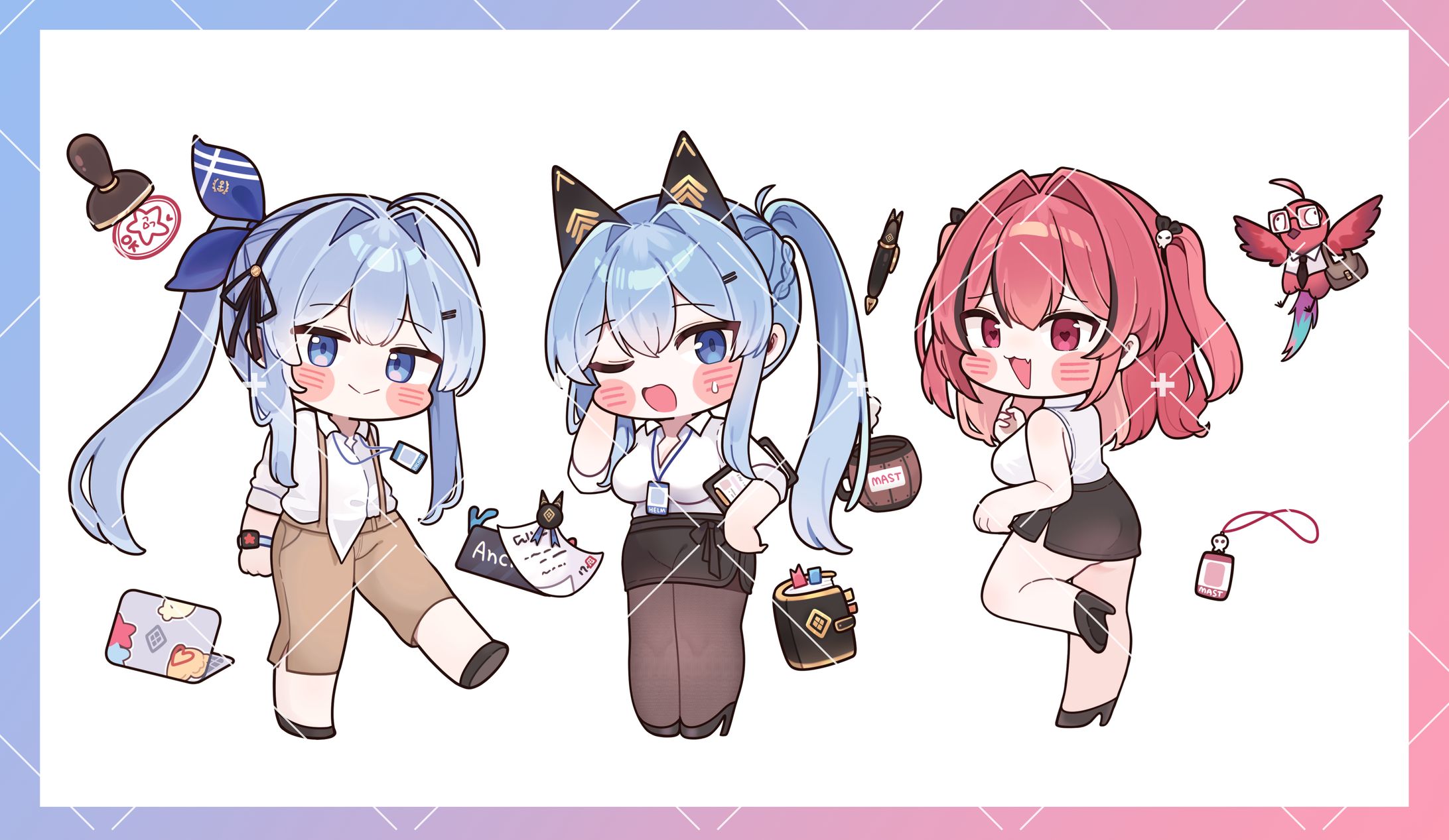 [니케] 모펀 이지스 스쿼드 오피스룩 굿즈 일러스트 작업-1