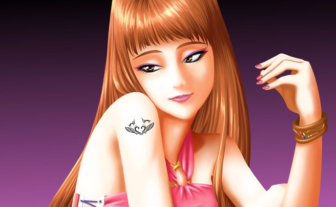 音楽制作、美女