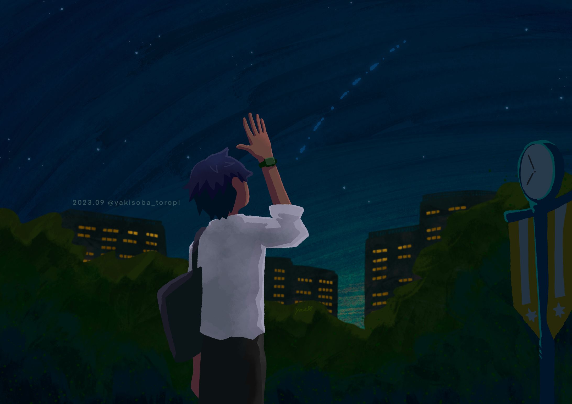 都会の夜　スターリンクを待つ人-1