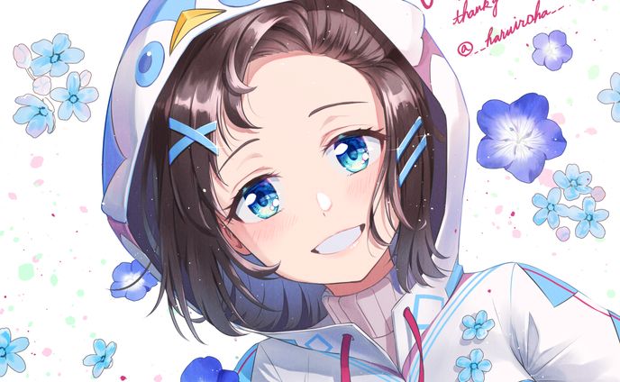skebご依頼「青い花と少女」