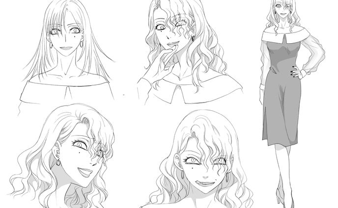 女性キャラ・悪女系サンプル（表情バリエーション有）