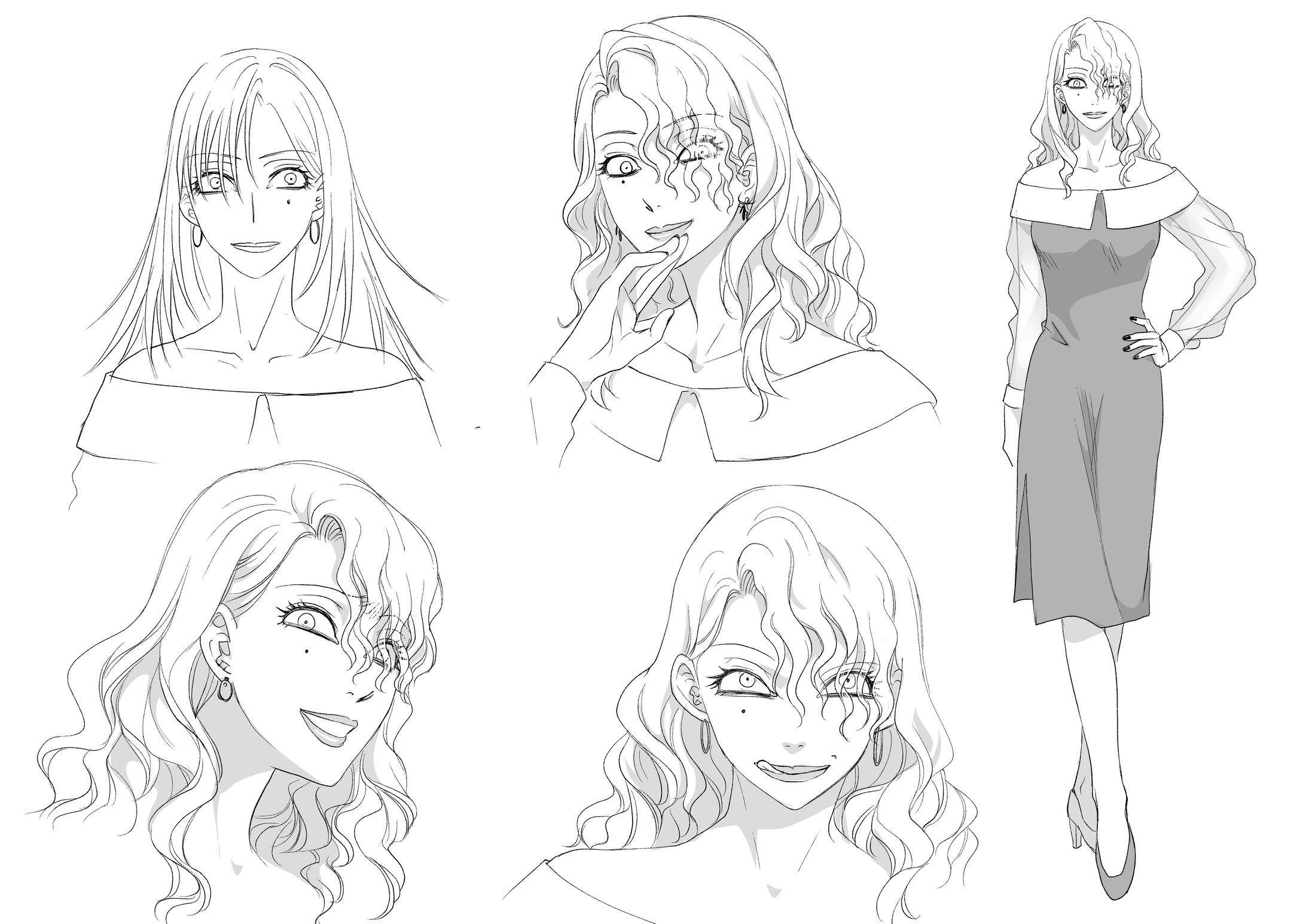 女性キャラ・悪女系サンプル（表情バリエーション有）-1