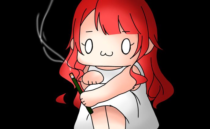 【ミニキャラ】椿べにまる様 ／ 線香をあげるべにまる