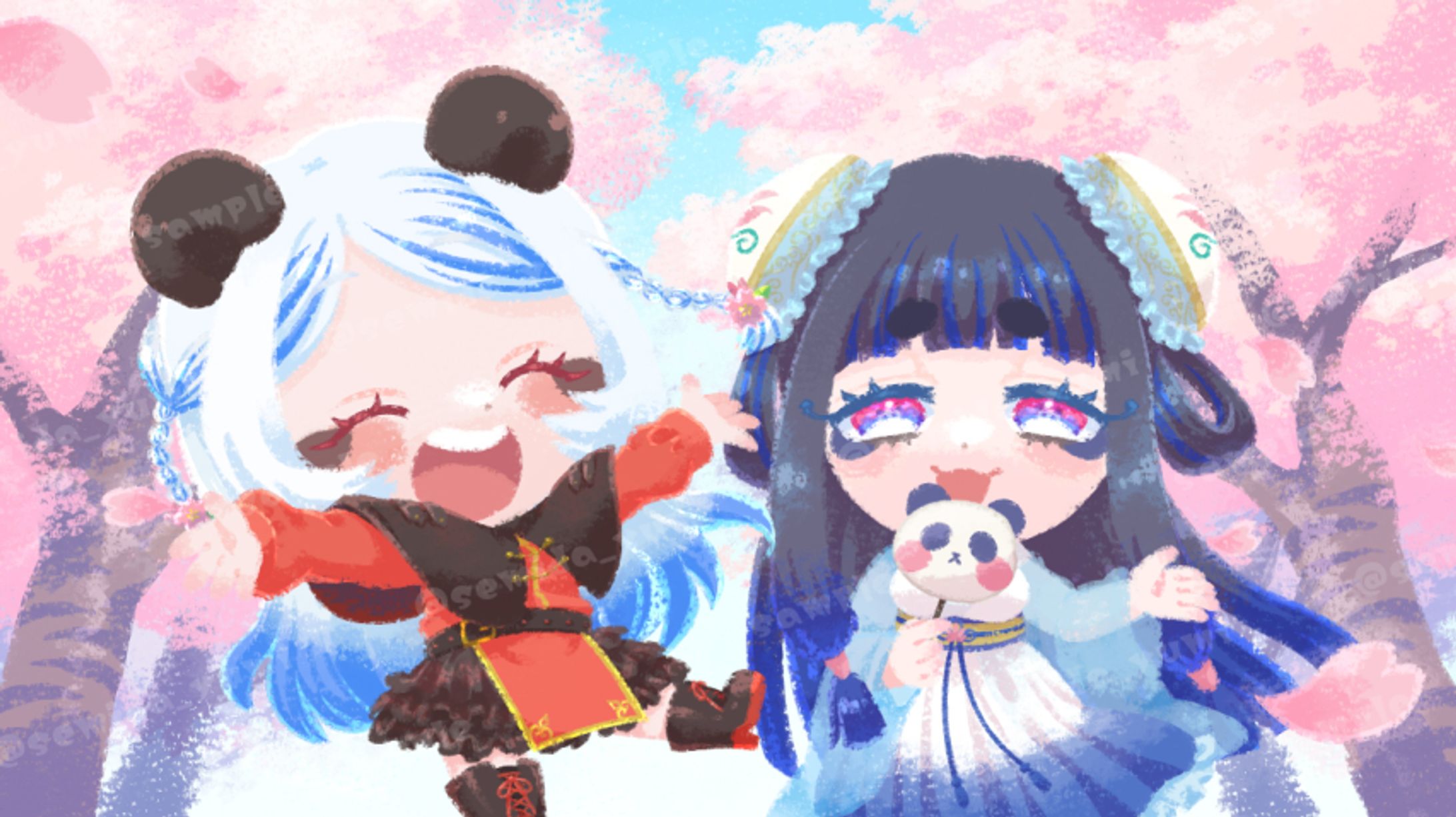 Vtuber『パンダ師弟』様 生誕祭イラスト-1