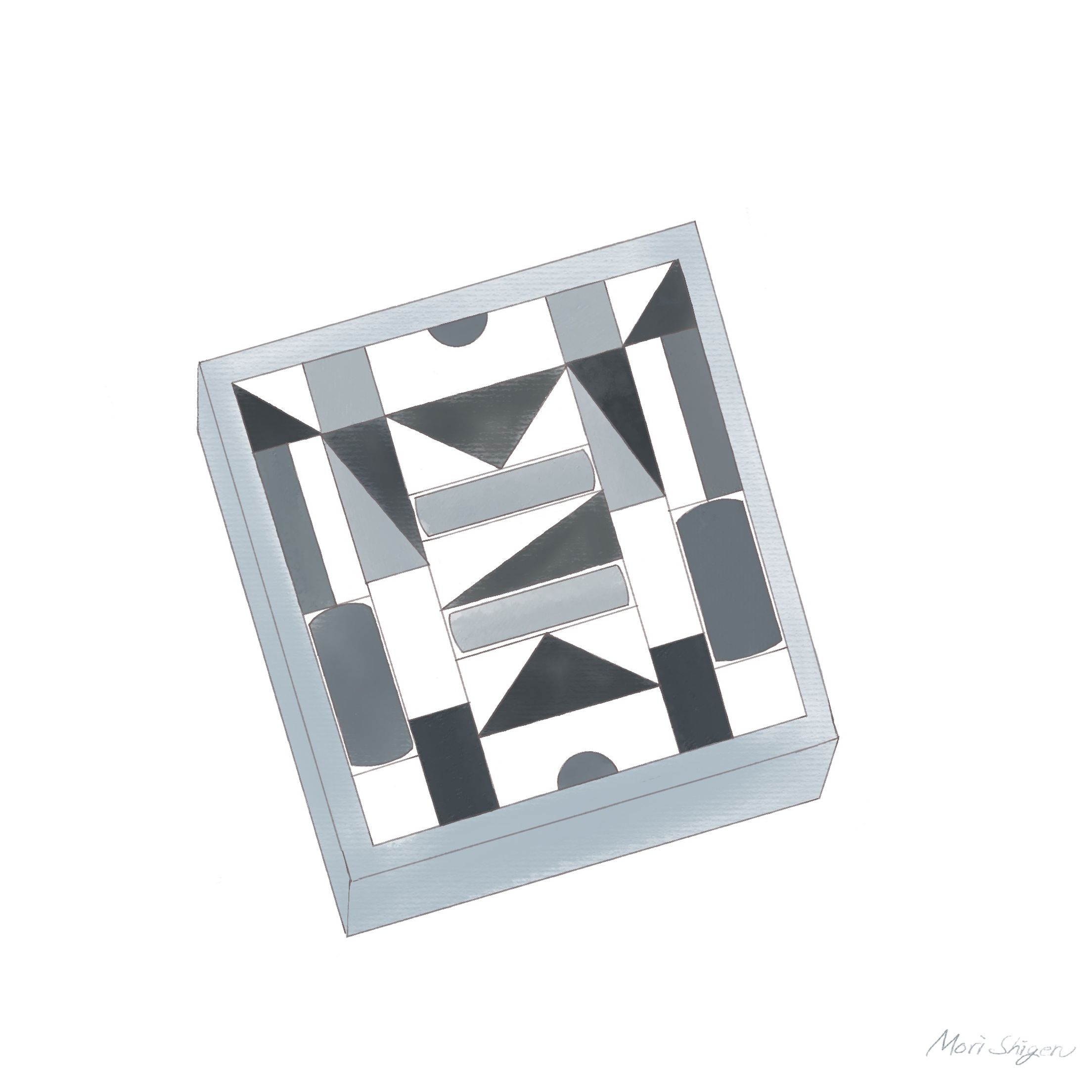 積み木(モノクロ）-1