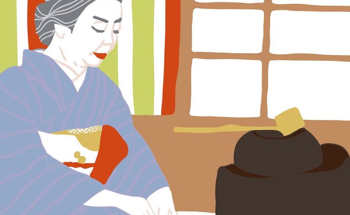 ー
7. 日日是好日

和菓子が食べたいという
なんとも不純な理由で入った茶道部。
もうお点前の方法
全部忘れてしまったけど
四季を楽しむってことは
忘れないようにしたい。
柄杓や茶筅に添える、指先の綺麗さ。

#日日是好日 #森下典子 さん　#樹木希林 さん　#黒木華 さん　#映画鑑賞 #映画鑑賞記録 #映画イラスト #映画ノート #イラストグラム #イラストレーター #茶道部 #お茶の時間 #着物好き #お茶碗 #楽焼 #表千家 #teaceremony #moviereview #greentealover #kimonofashion #illustration #magazineillustration #worksonpaper #cinemaellie