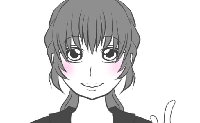 イラスト　指さし会社員女性