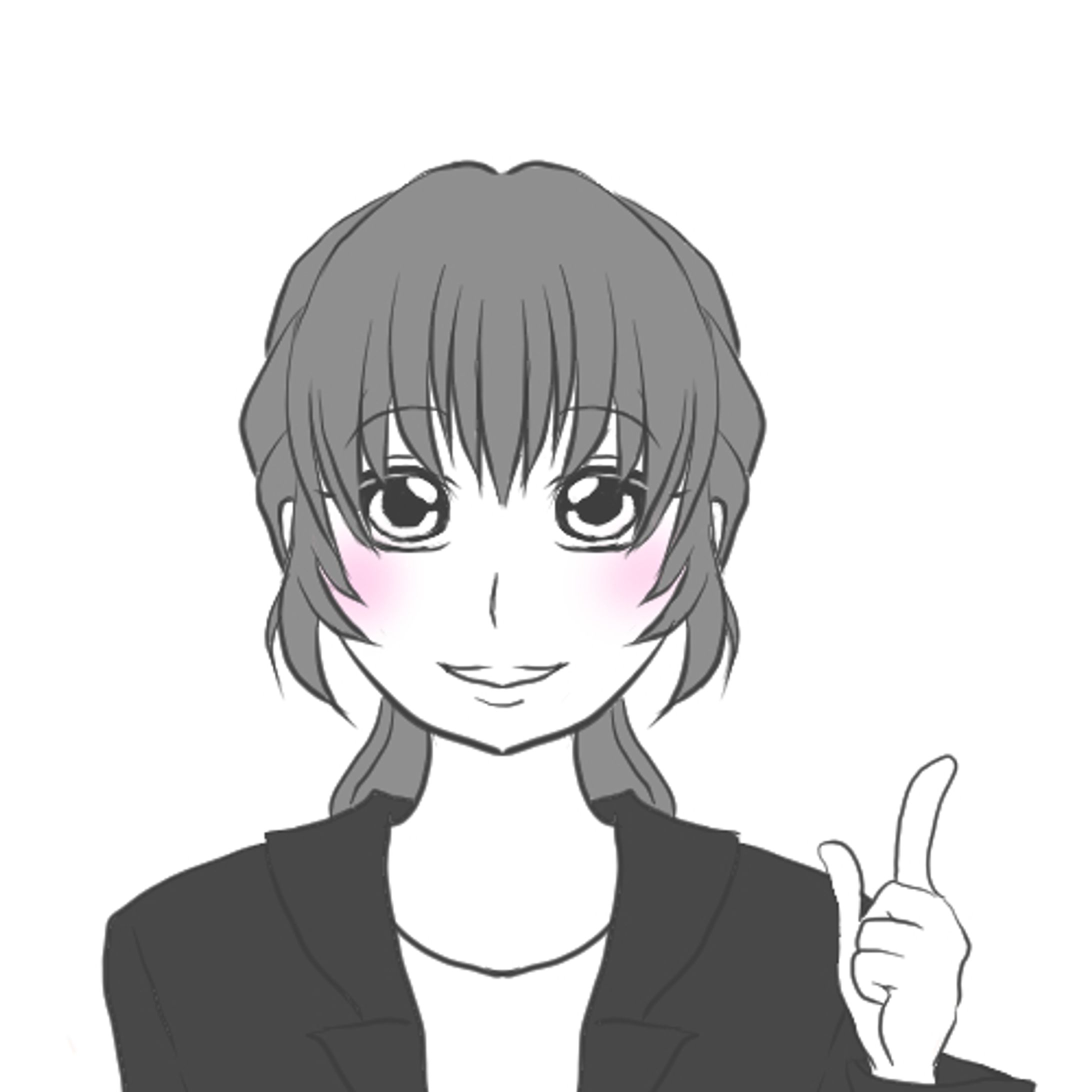 イラスト　指さし会社員女性-1