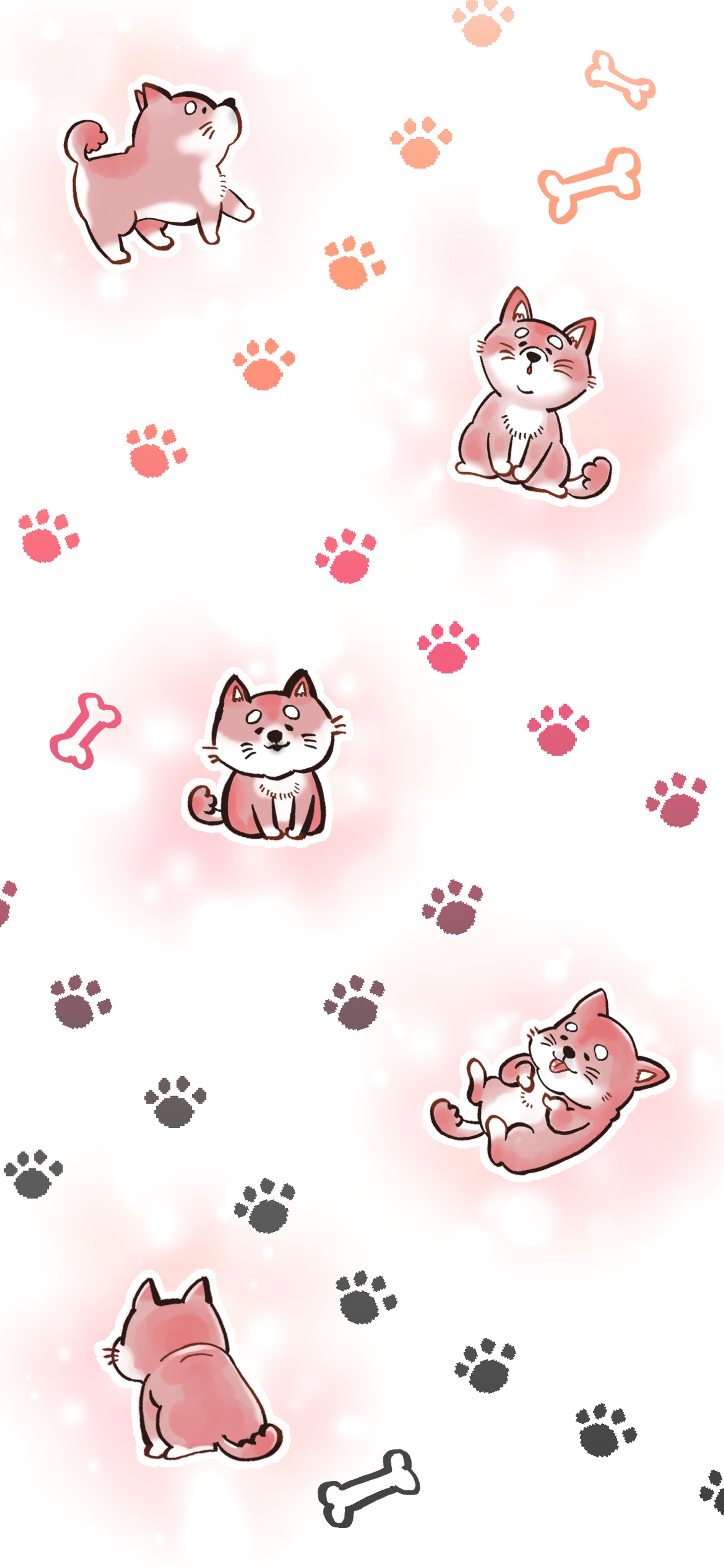 【ご依頼】ピンク色の柴犬のiPhone壁紙-1