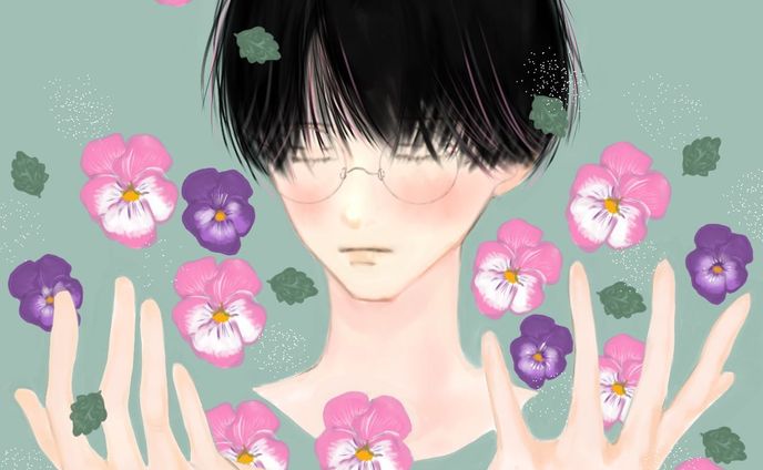 僕を想って

花と男子3作目は
『ビオラ』

花を描くと気分も上がりました𓈒◌
黒髪眼鏡男子も好きです。
好きを描いてる時って楽しい…。

沢山の中から見つけて下さり
有難うございます.•♬

#花言葉　　私を想って
#ビオライラスト 
#花が好きな人 
#春が来たね 
#春のイラスト 
#illustration 
#創作イラスト
#眼鏡男子イラスト 
#黒髪男子 
#男の子イラスト 
#創作男子 
#男子イラスト 
#照れ顔男子 
#レトロな色合い 
#創作男子イラスト 
#男性イラスト 
#男の子を描くのが好き 
#絵描きさんと繋がりたい 
#イラスト好きな人と繋がりたい 
#イラスト
#漫画好きな人と繋がりたい 
#軽美術部 
#軽美術部のみんなでフォローし合おう 

#anipiccom 
#anipraillustration 
#creatorsfile 

@keivi.jp
@creatorsfile 
#potofu