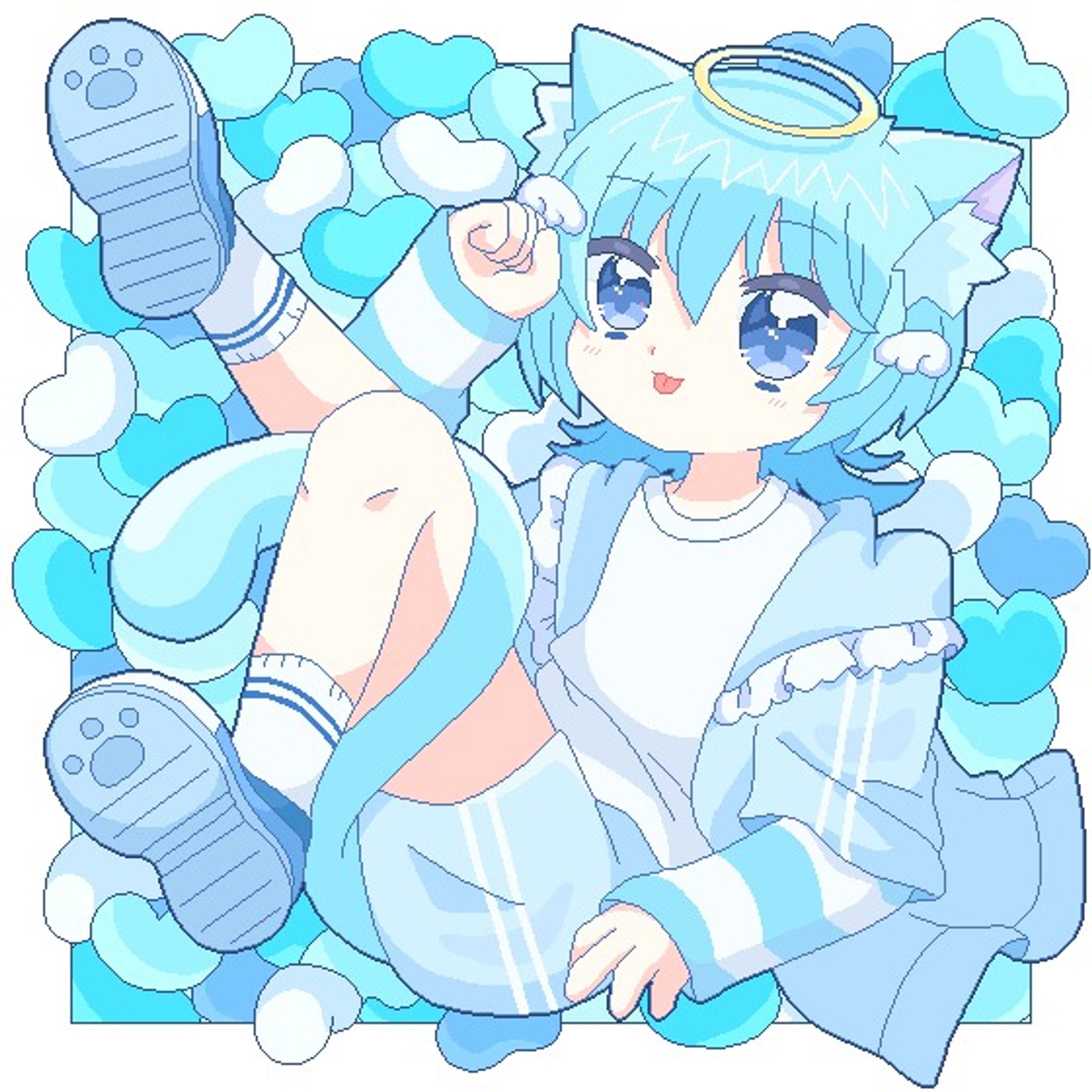 天使界隈の水色ねこくん-1