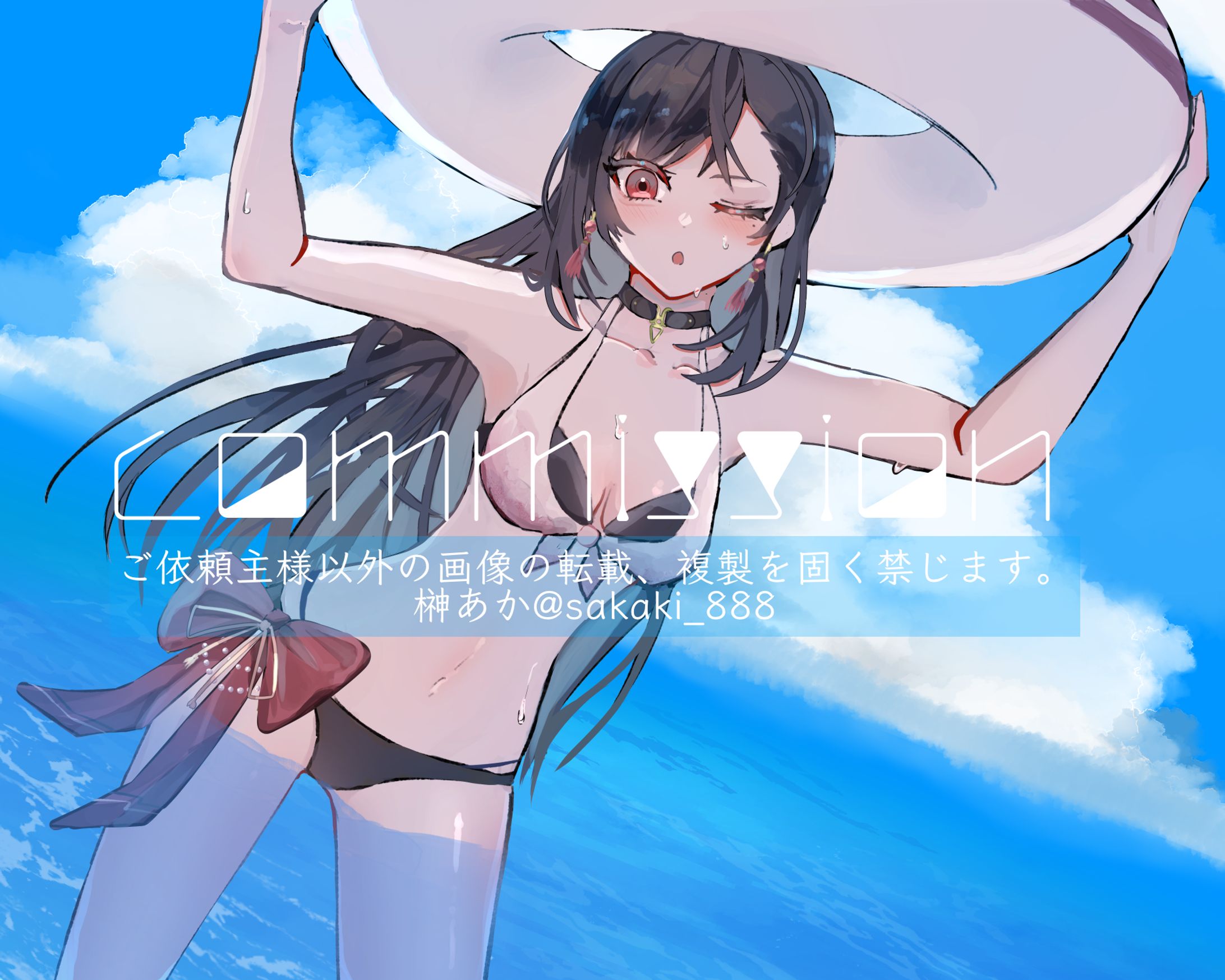 【お仕事】ミルダム公認ライバー 蒼井 焔様 水着イラスト-1