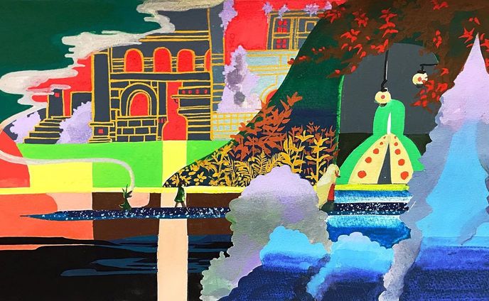 さんまいめ #illustration #風景画 #artwork #ポスターカラー