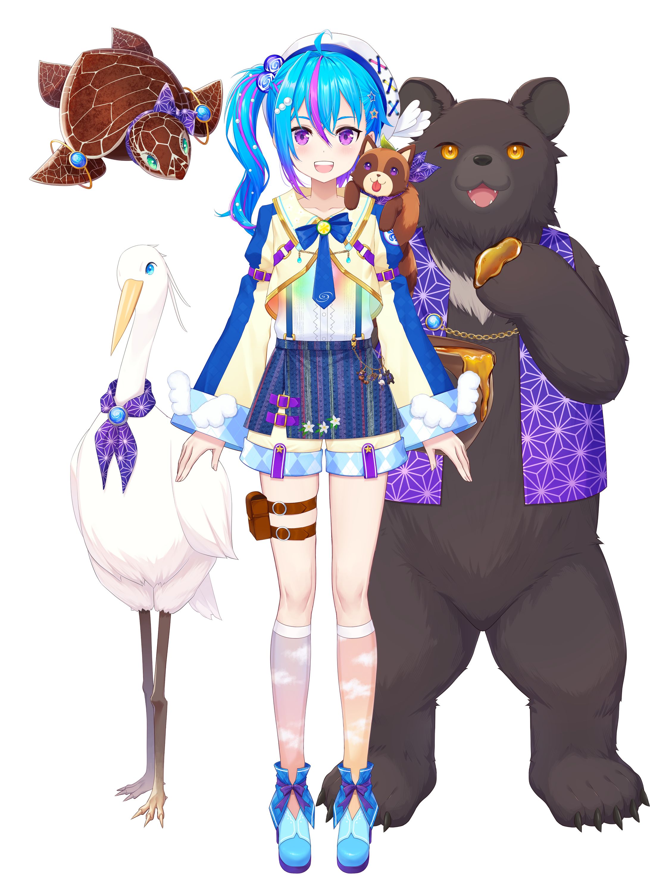 【Vtuber立ち絵】蒼藍アオVer.3　＋詳細三面図-1