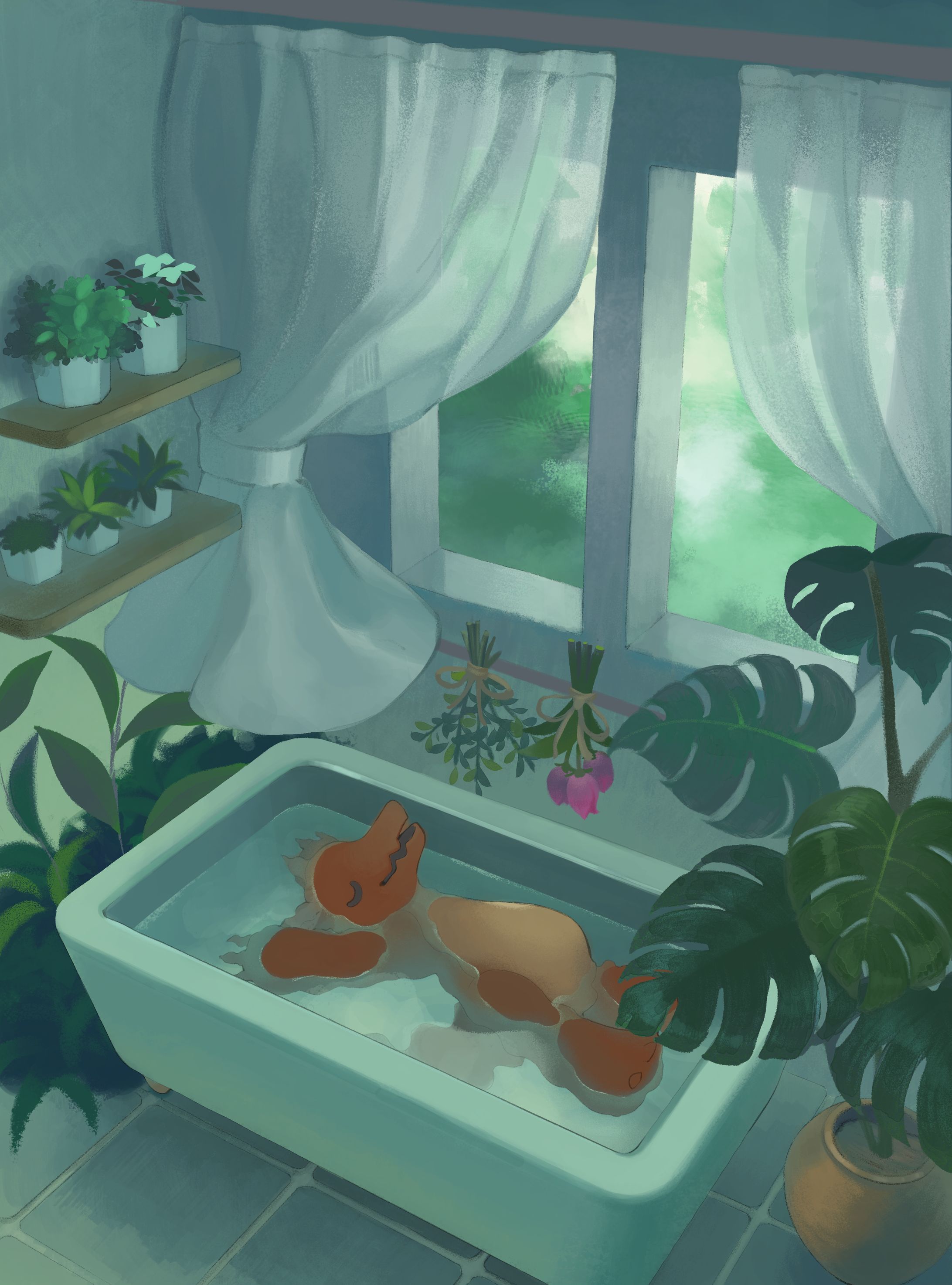 ドラゴンお風呂に入る-1