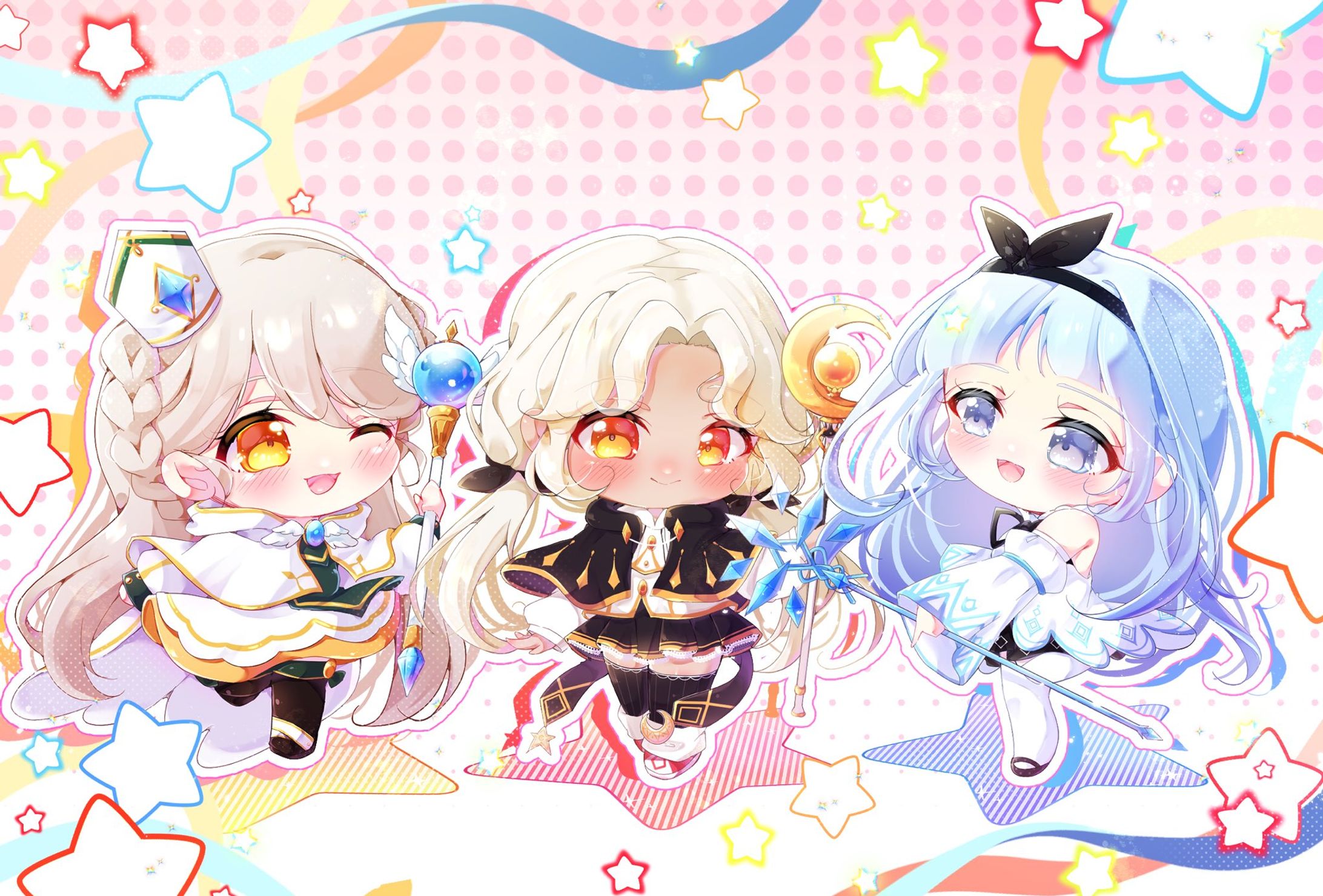 デフォルメ3人|版権イラスト-1