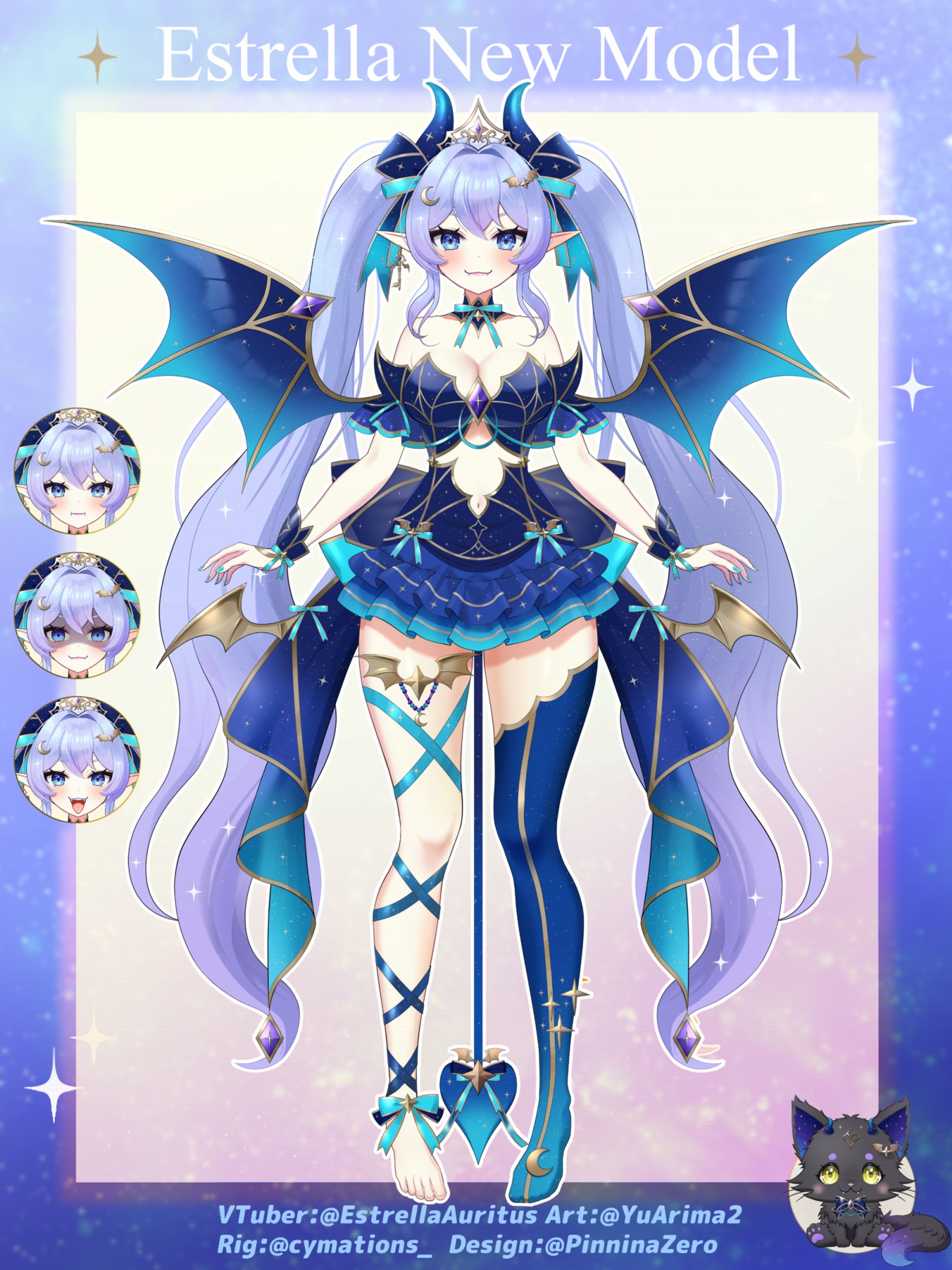 ご依頼:✦Celestial Bat VTuber Estrella💫🦇Live2D Art Showcase✦-1