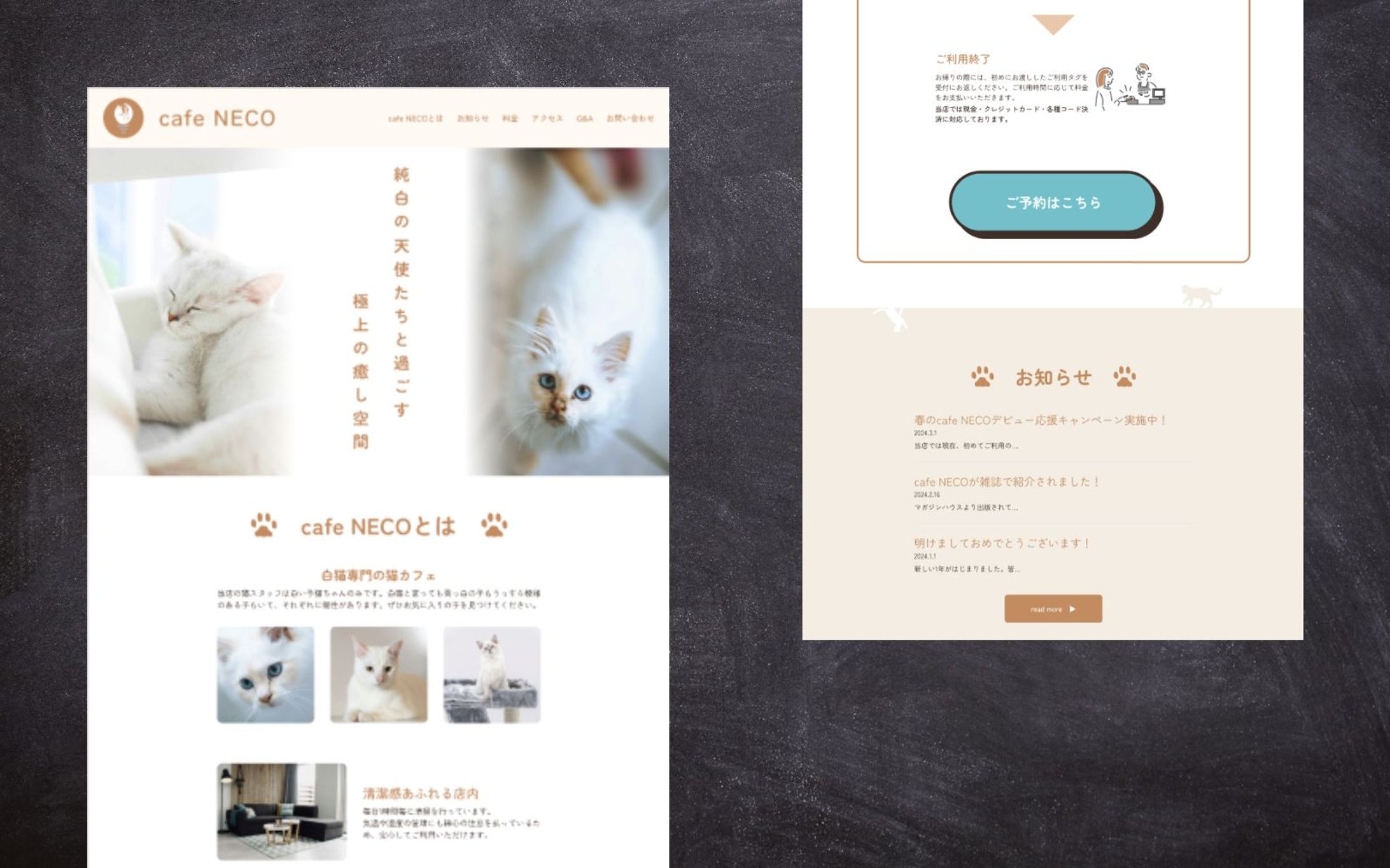 【ウェブサイト】猫カフェ（cafe NECO様）-1