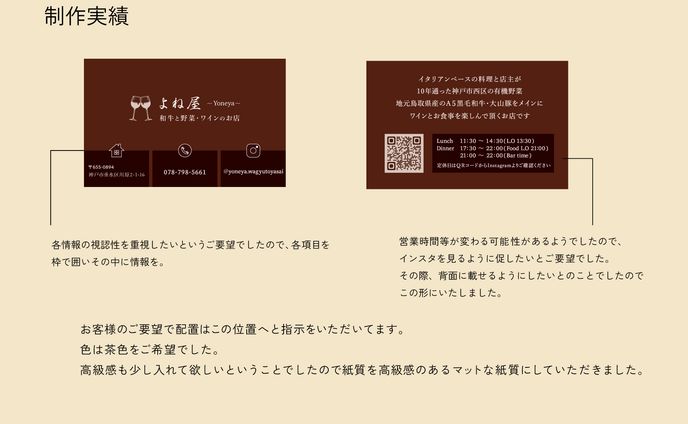 よねや様　ショップカード