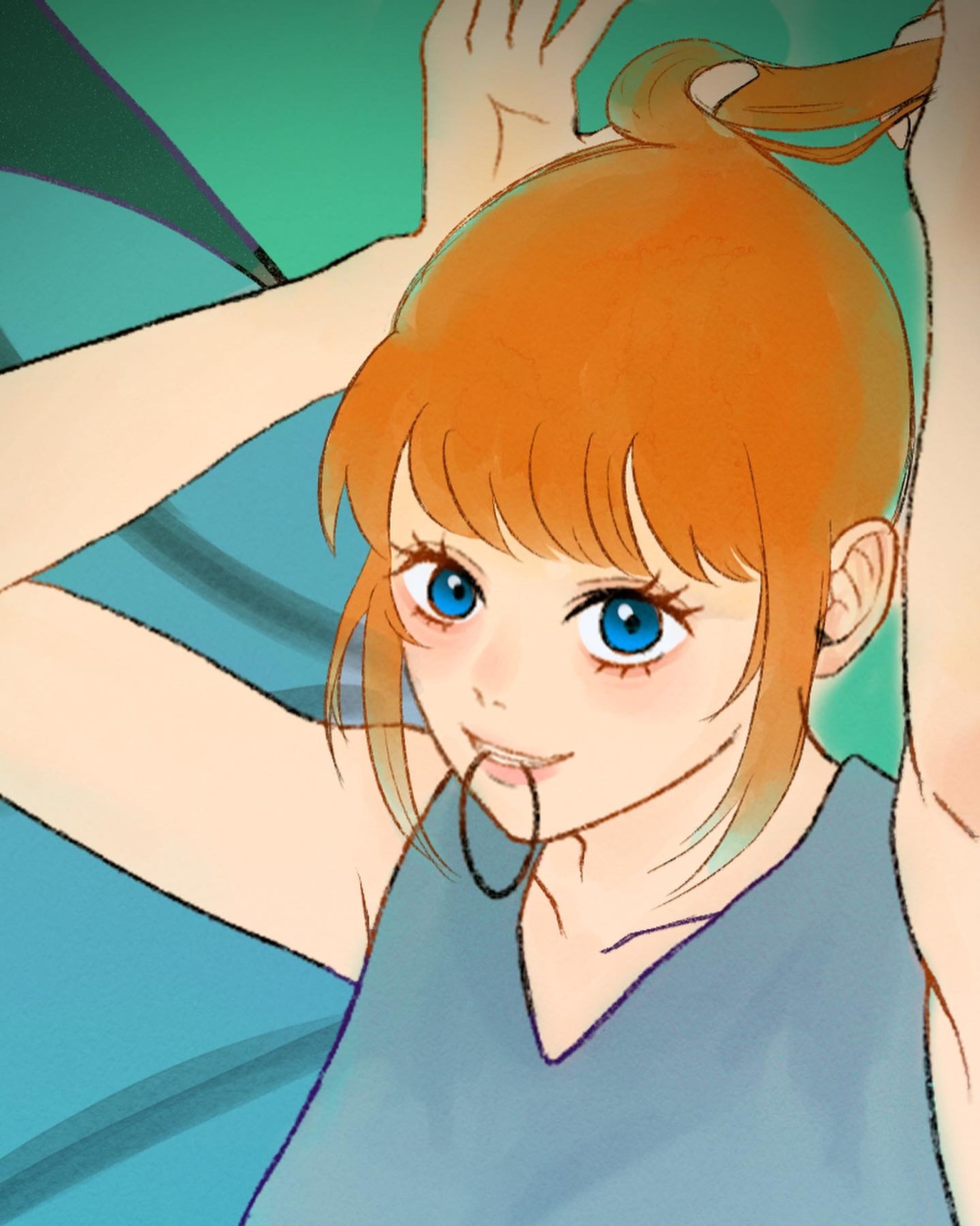 髪を結ぶ女の子-1