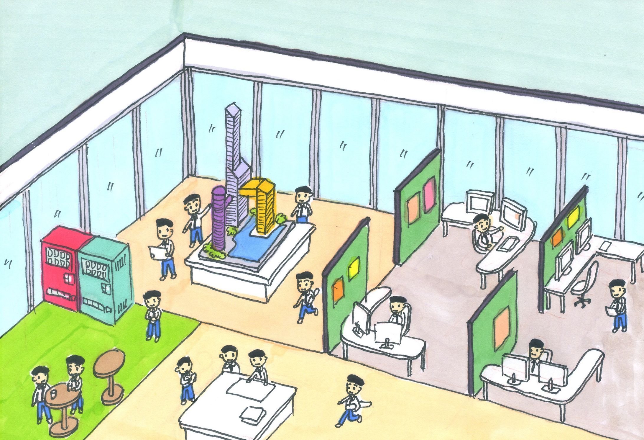 建築設計事務所で働く少年たち-1
