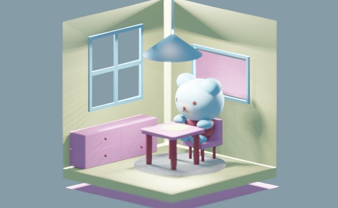 青いクマと部屋