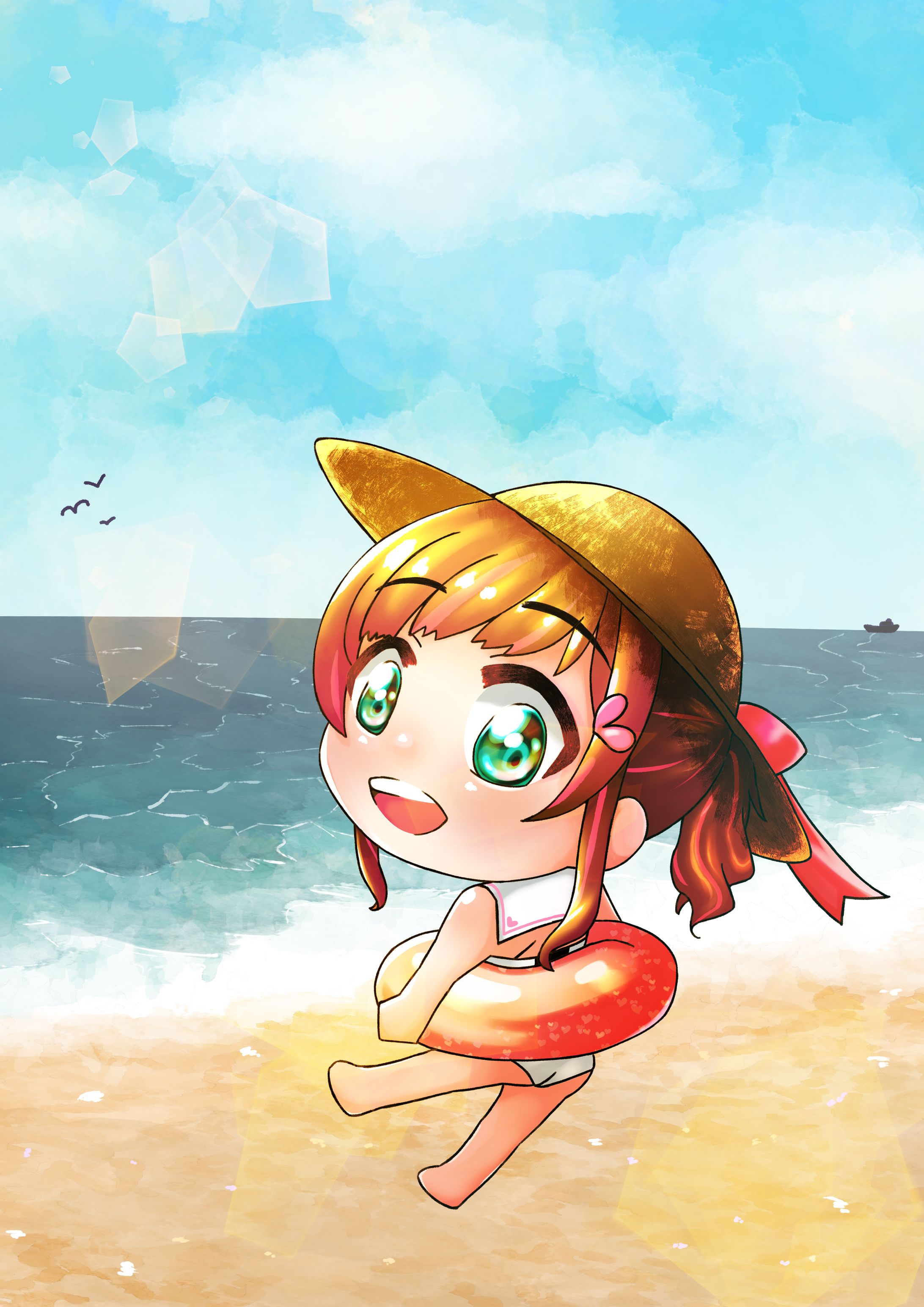 浮き輪を持つキズナアイ-1