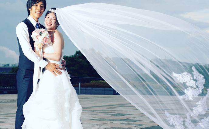 結婚式後 幸せな二人
