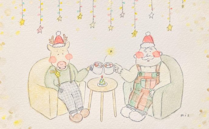 「クリスマスカフェ」

使用画材:水彩、シャープペンシル、ペン