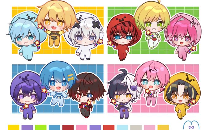 【FA】レインボー合戦 ２等身イラスト