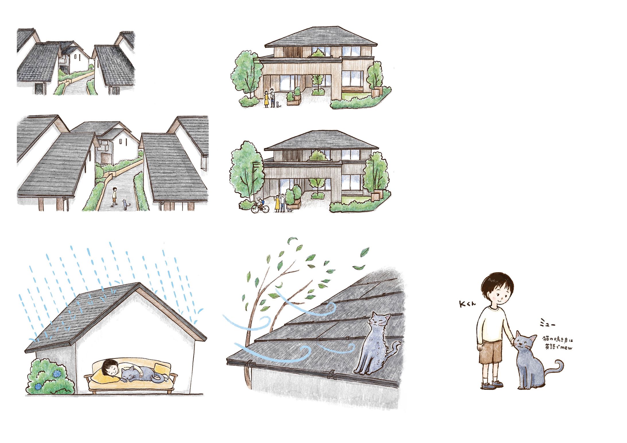 建築知識＋ケイミュー(株)タイアップ冊子　屋根のイラスト-1