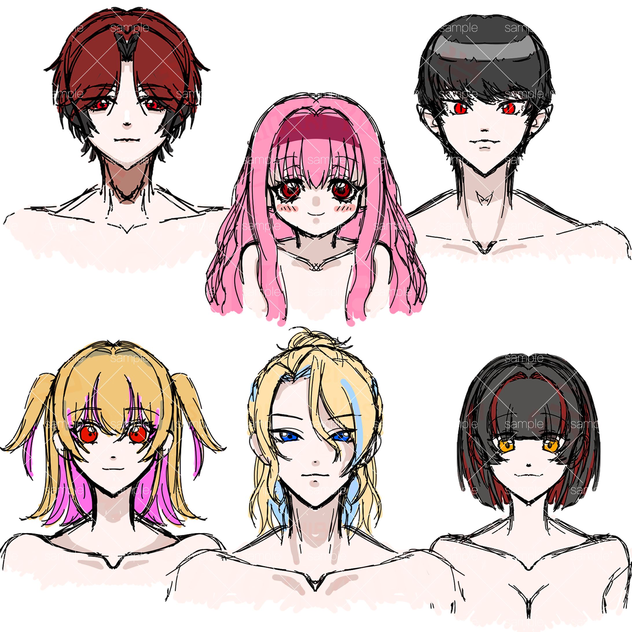 OC キャラクターデザイン原案 ラフ-1