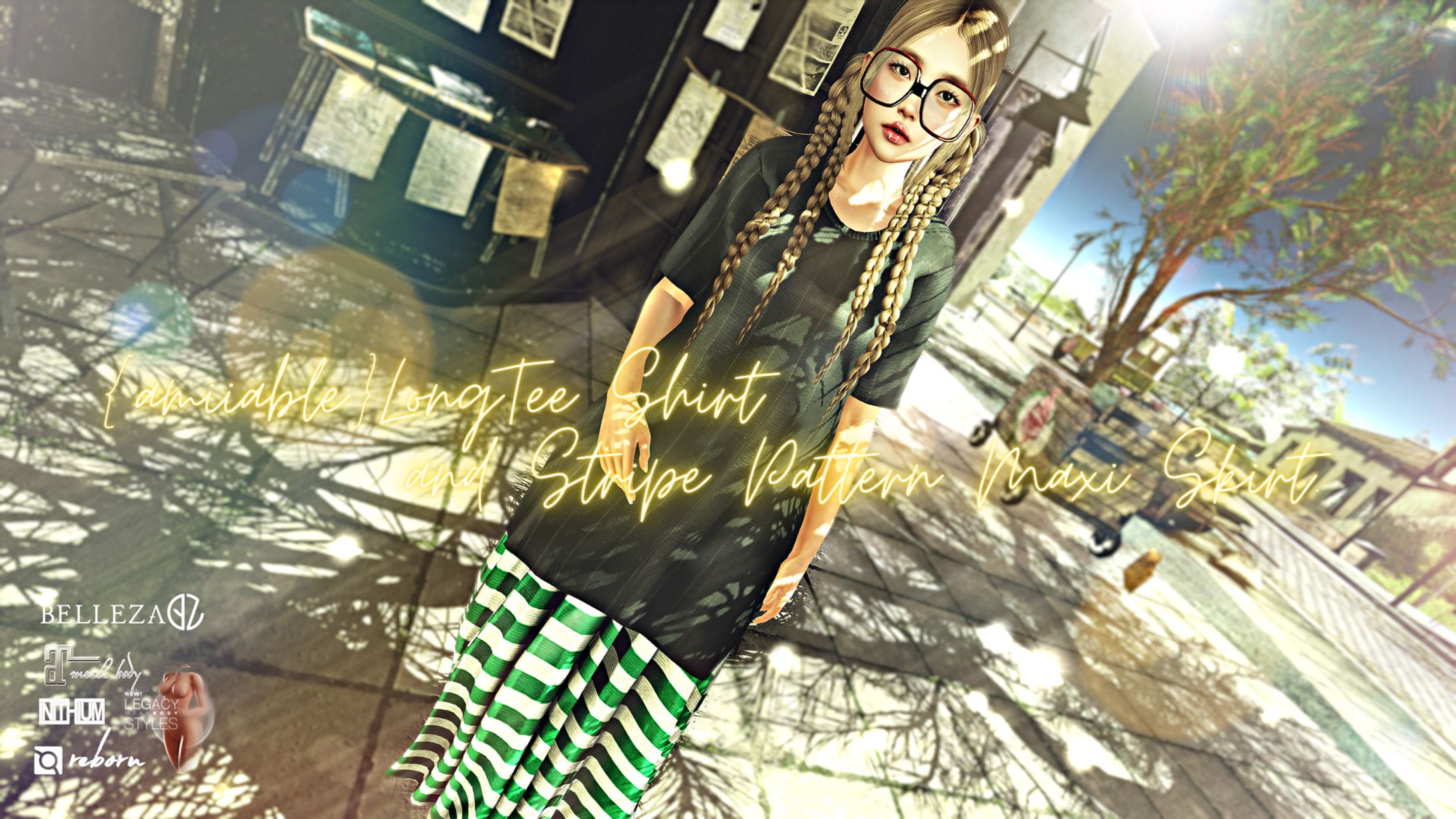 {amiable}Long Tee and Stripe Pattern Maxi Skirt@SL20B Shop and Hop.-1