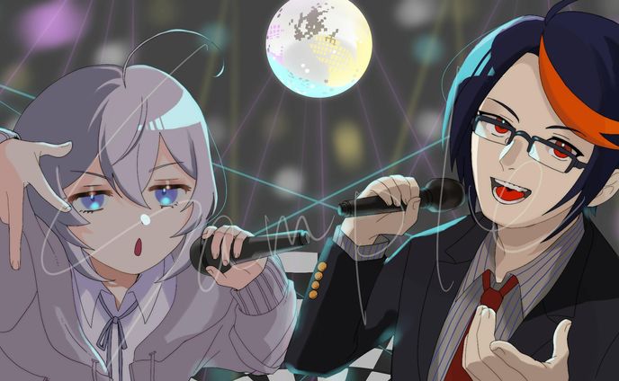 一生懸命ラップをする少女と朗らかに歌う男性