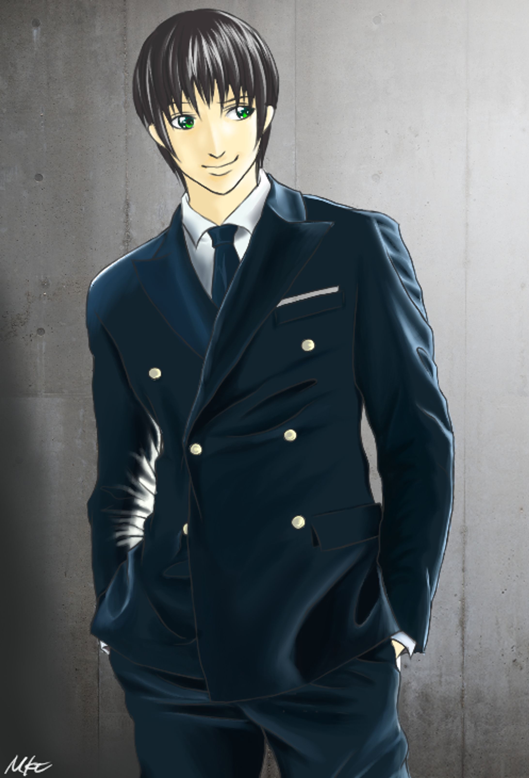 イラスト　男性　スーツ-1