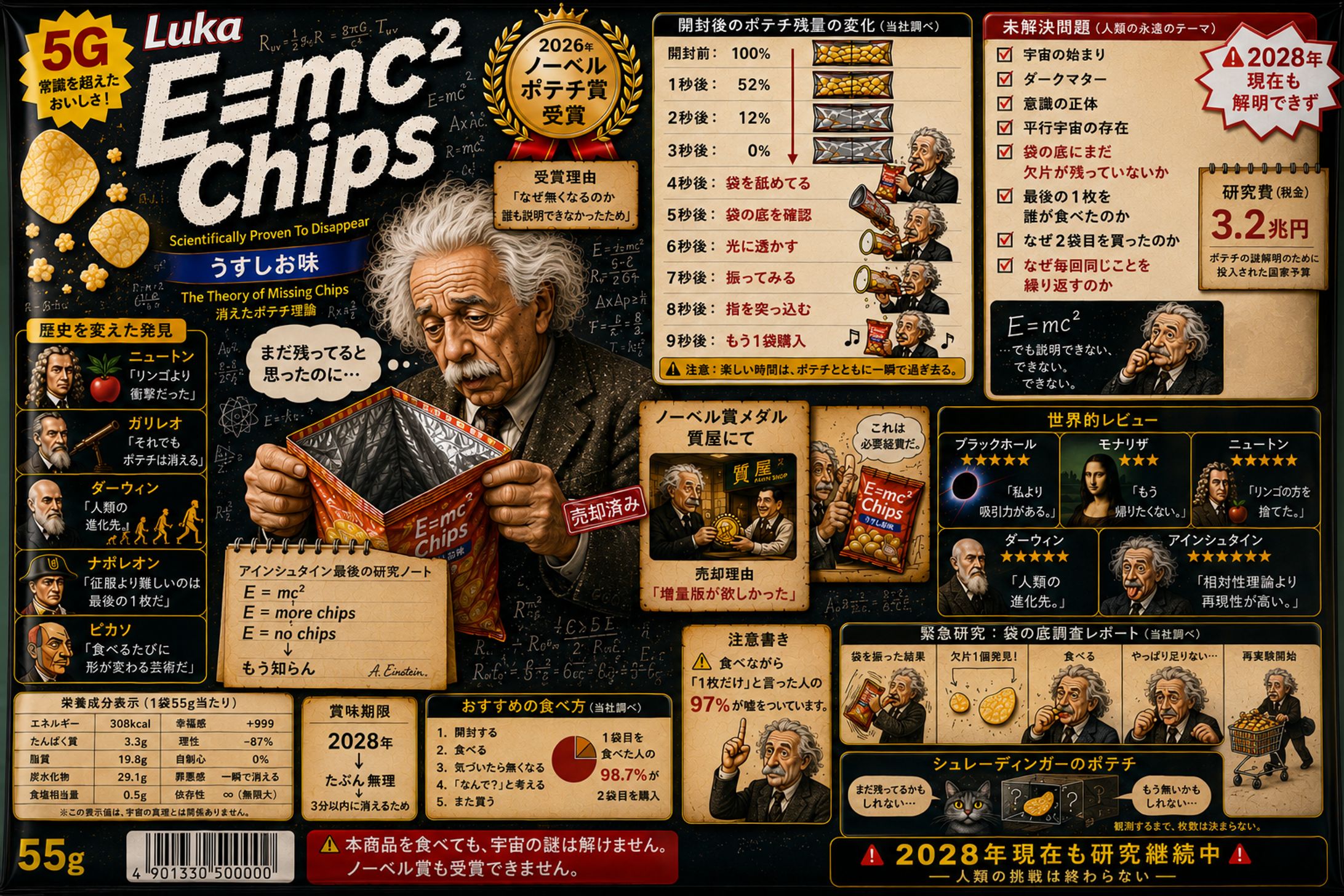 E=mc² Chips / ジョークパッケージデザイン-1