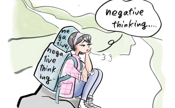 ネガティブ思考の女性イラスト