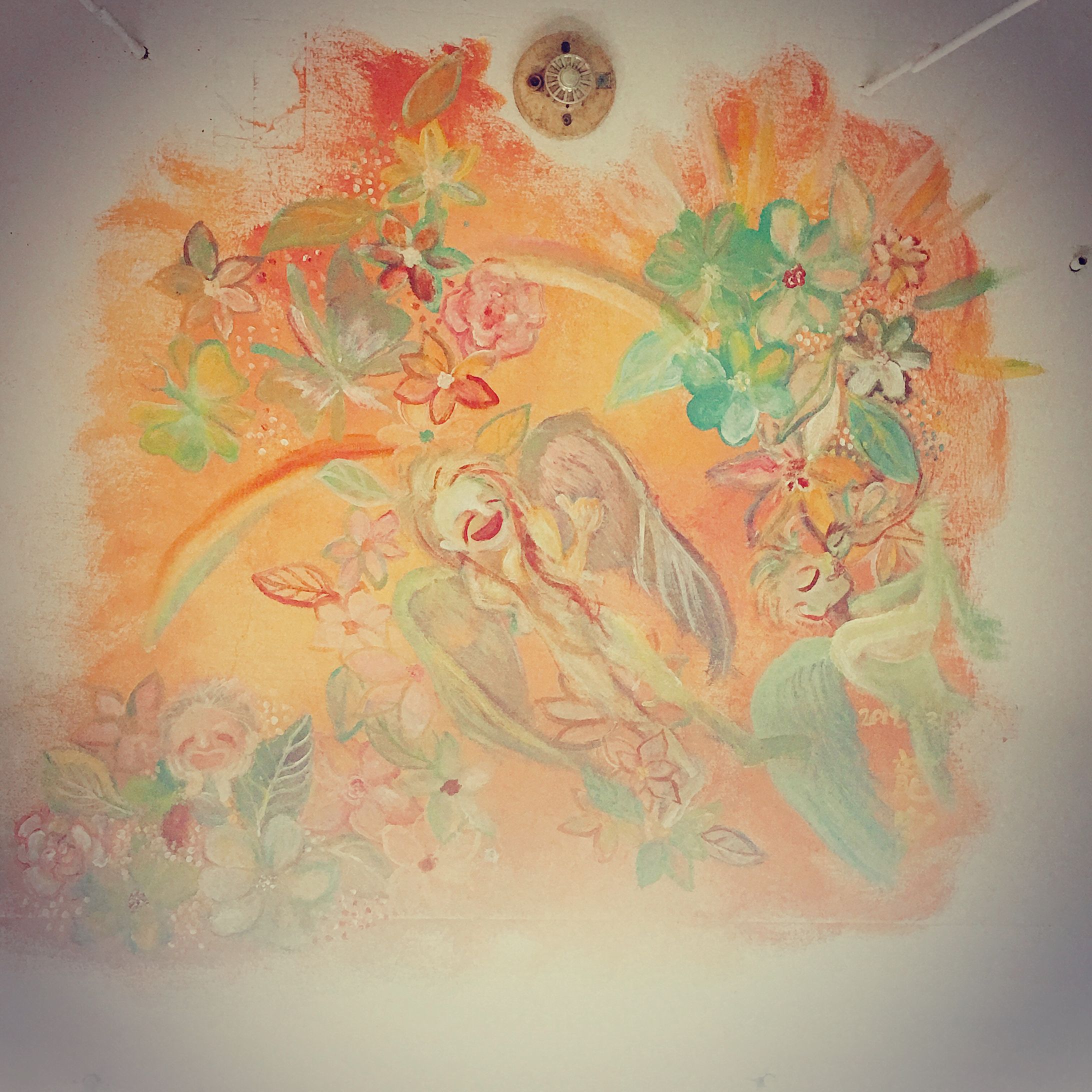 店舗壁、シャッター、床の絵画-1