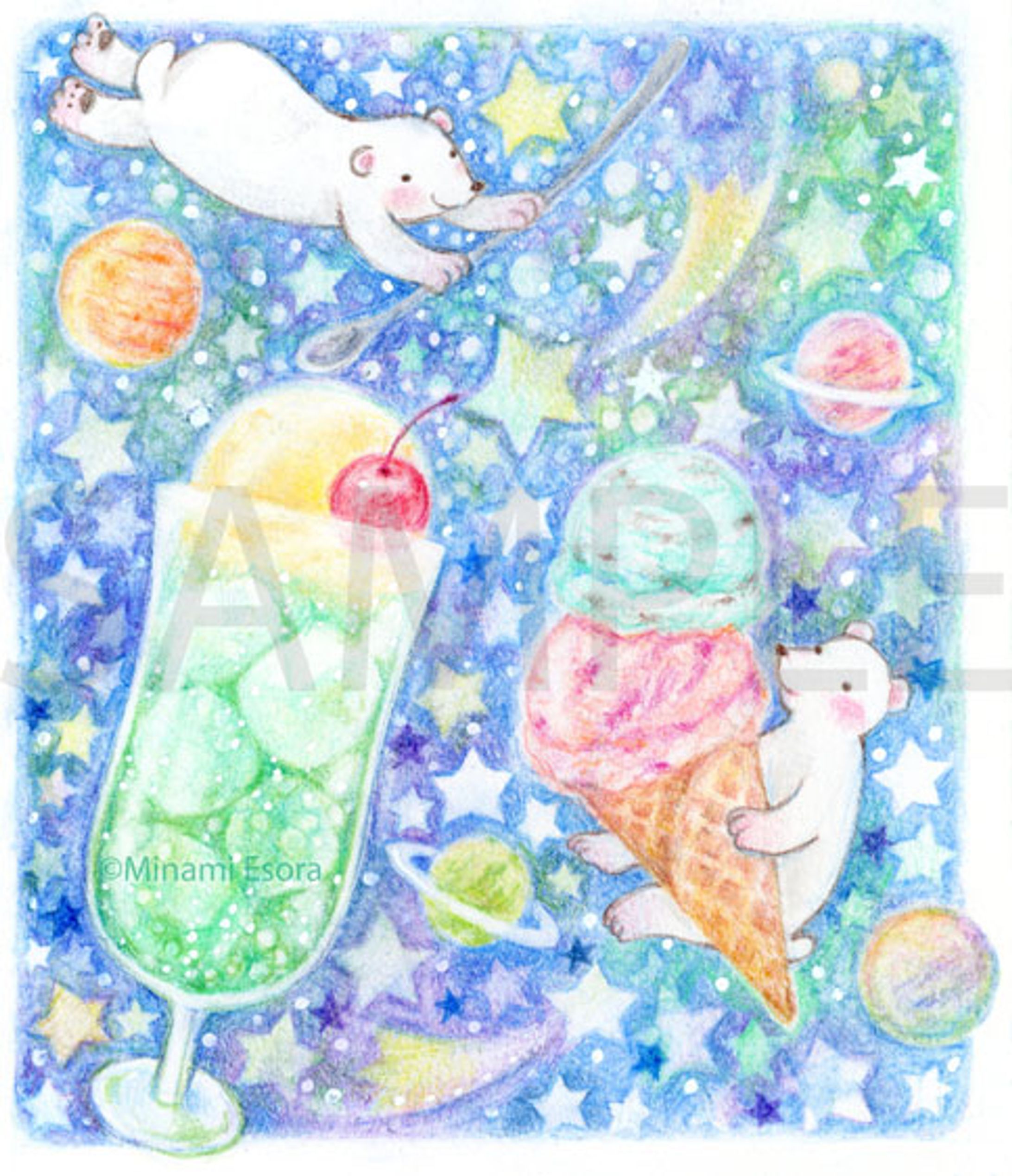 暑中見舞い（クリームソーダ）-1