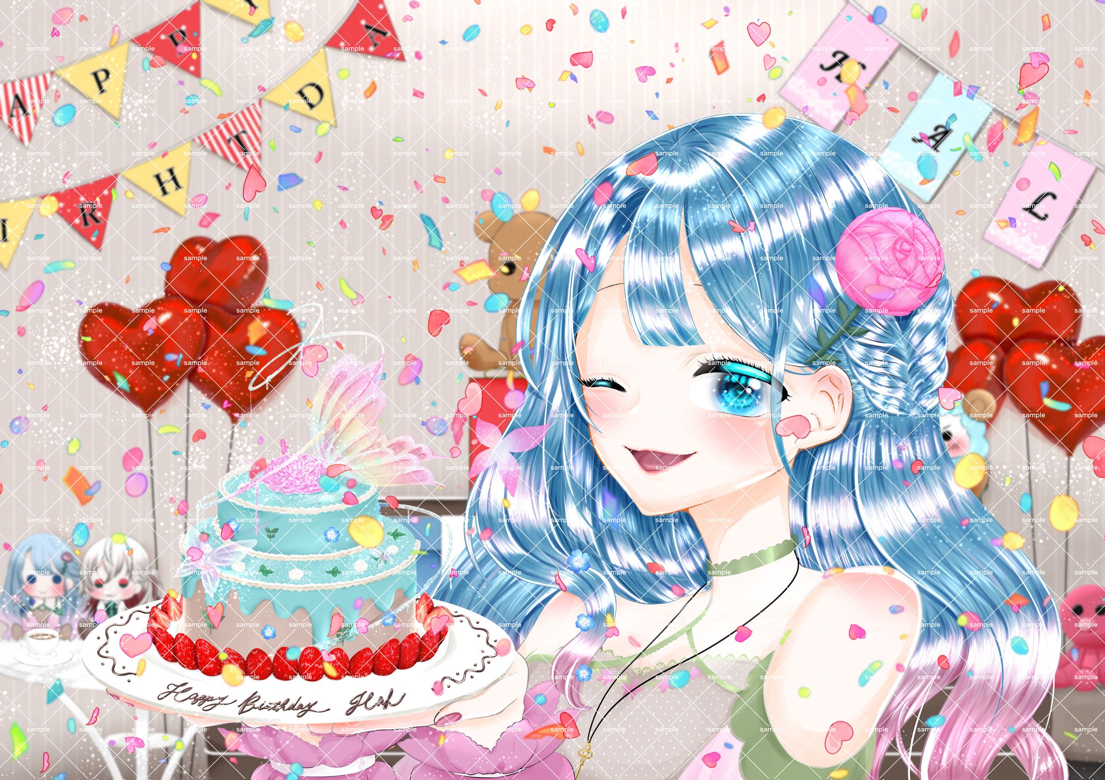 美花楽ハル。さま　誕生日FAイラスト-1