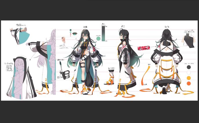 【commission】キャラクターデザイン三面図