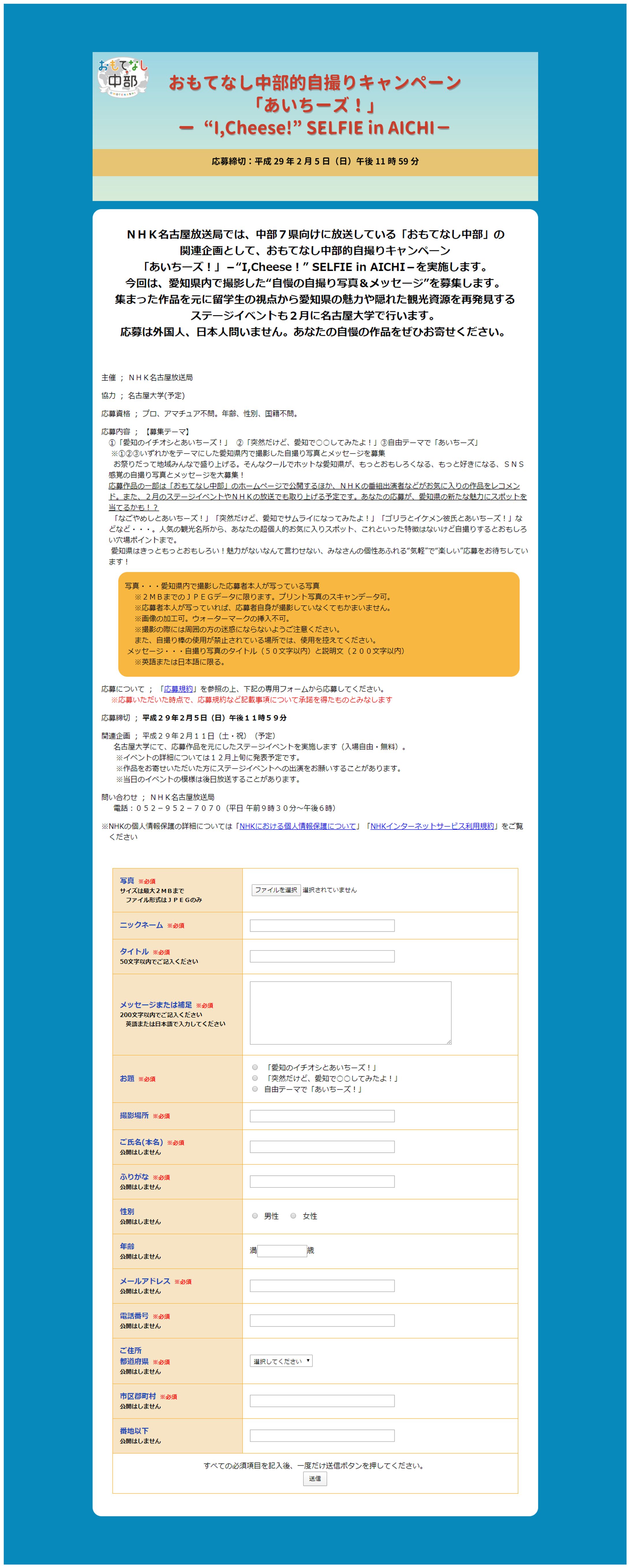 あいちーズ！　応募フォーム-1