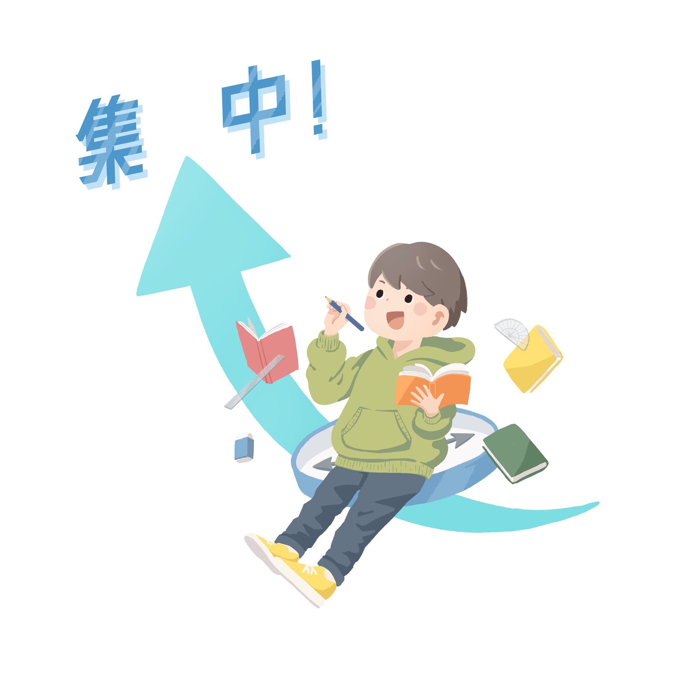 勉強に集中する男の子-1