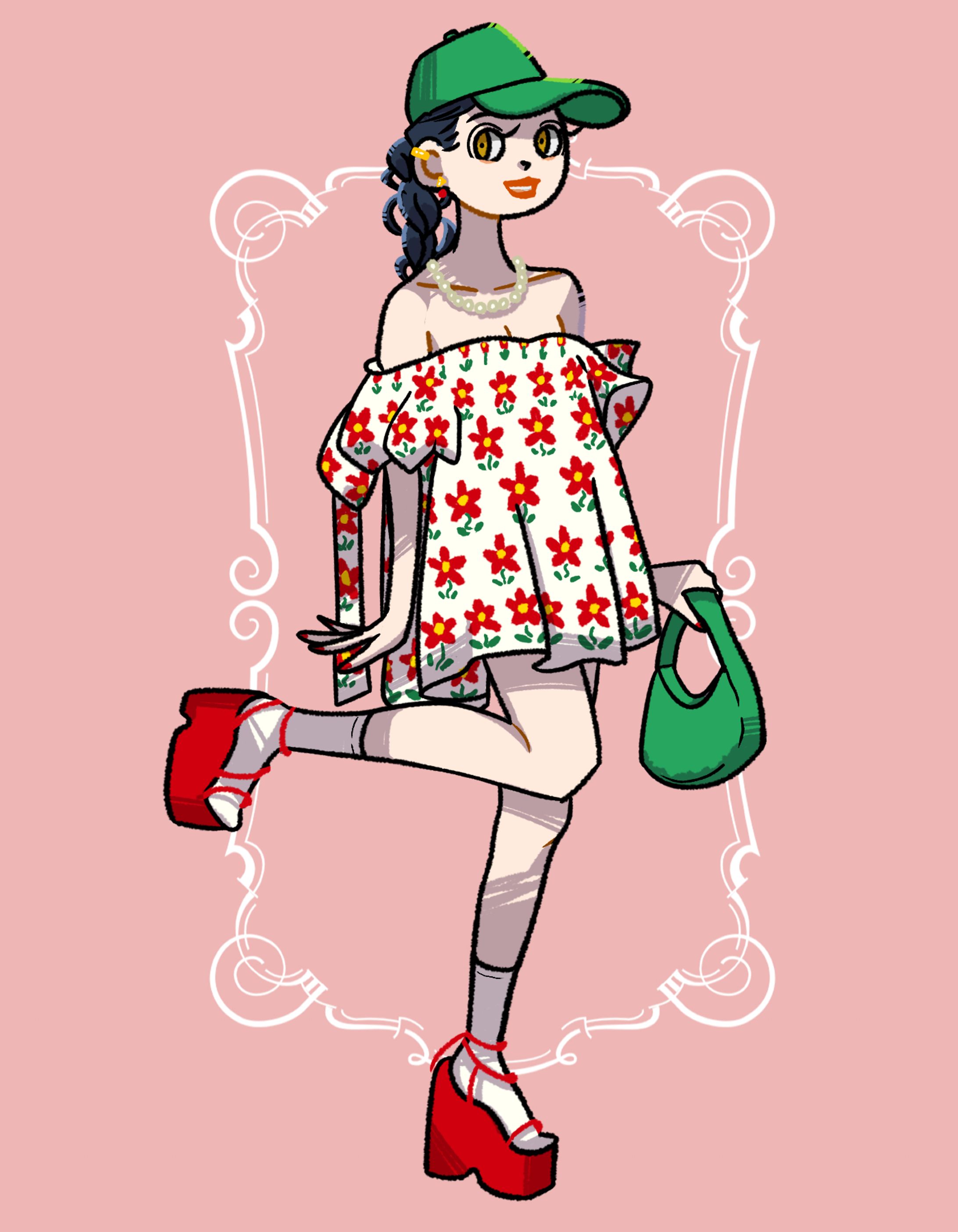 お花のワンピの女の子-1