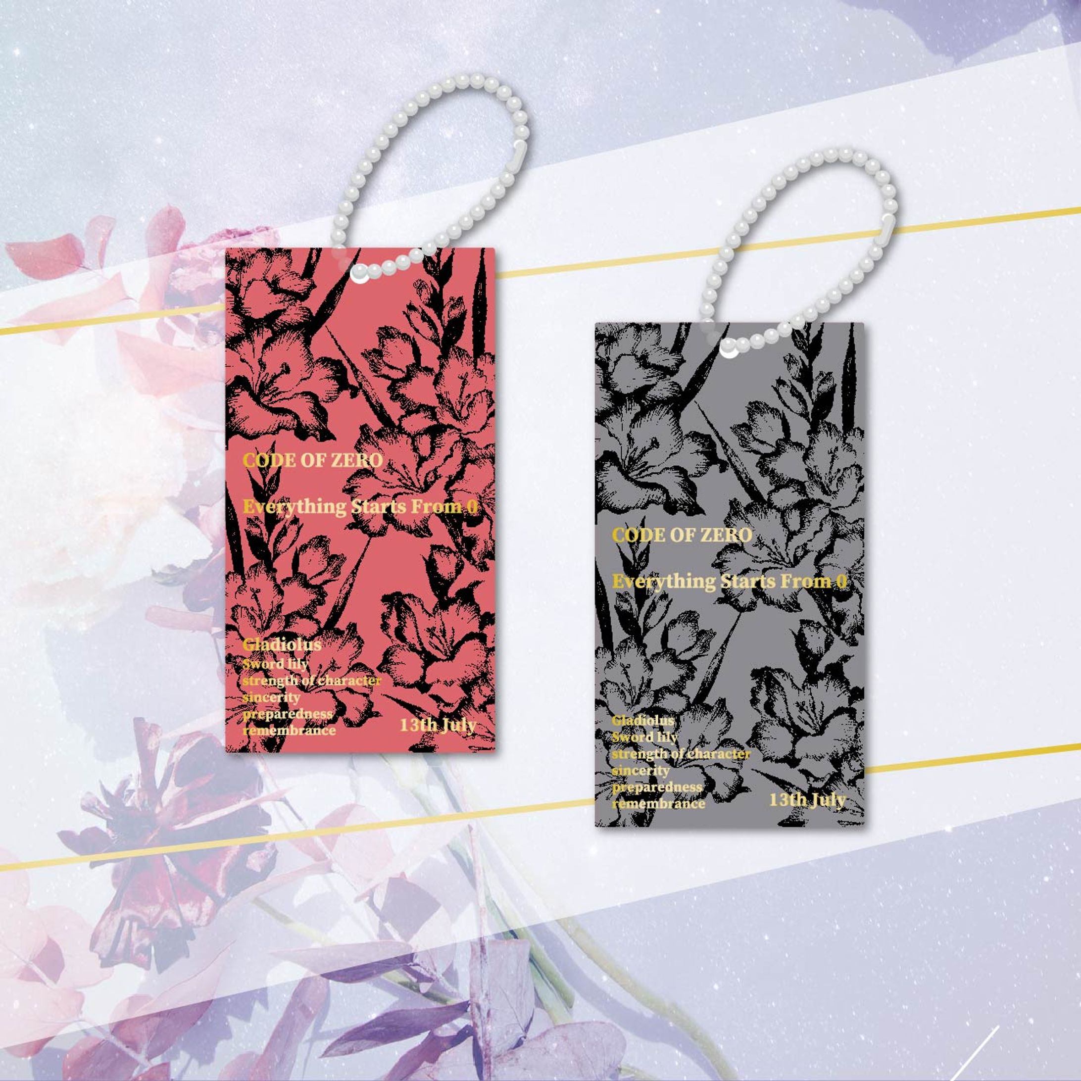 CODE OF ZERO_floral language key chain-1